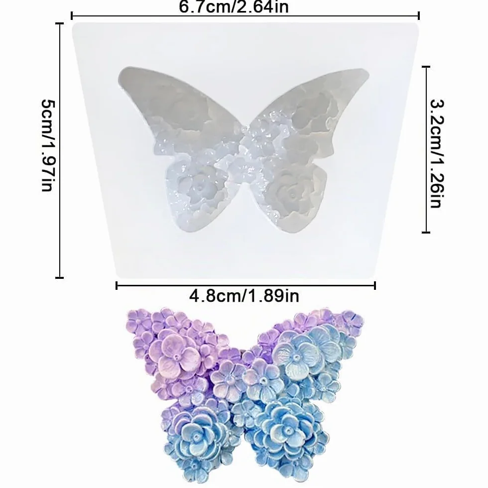 2 Pezzi Stampo in Silicone Farfalla 3D per Candele, Portacandele DIY in Gesso, per la Festa della Mamma, San Valentino, Decorazione da Tavolo