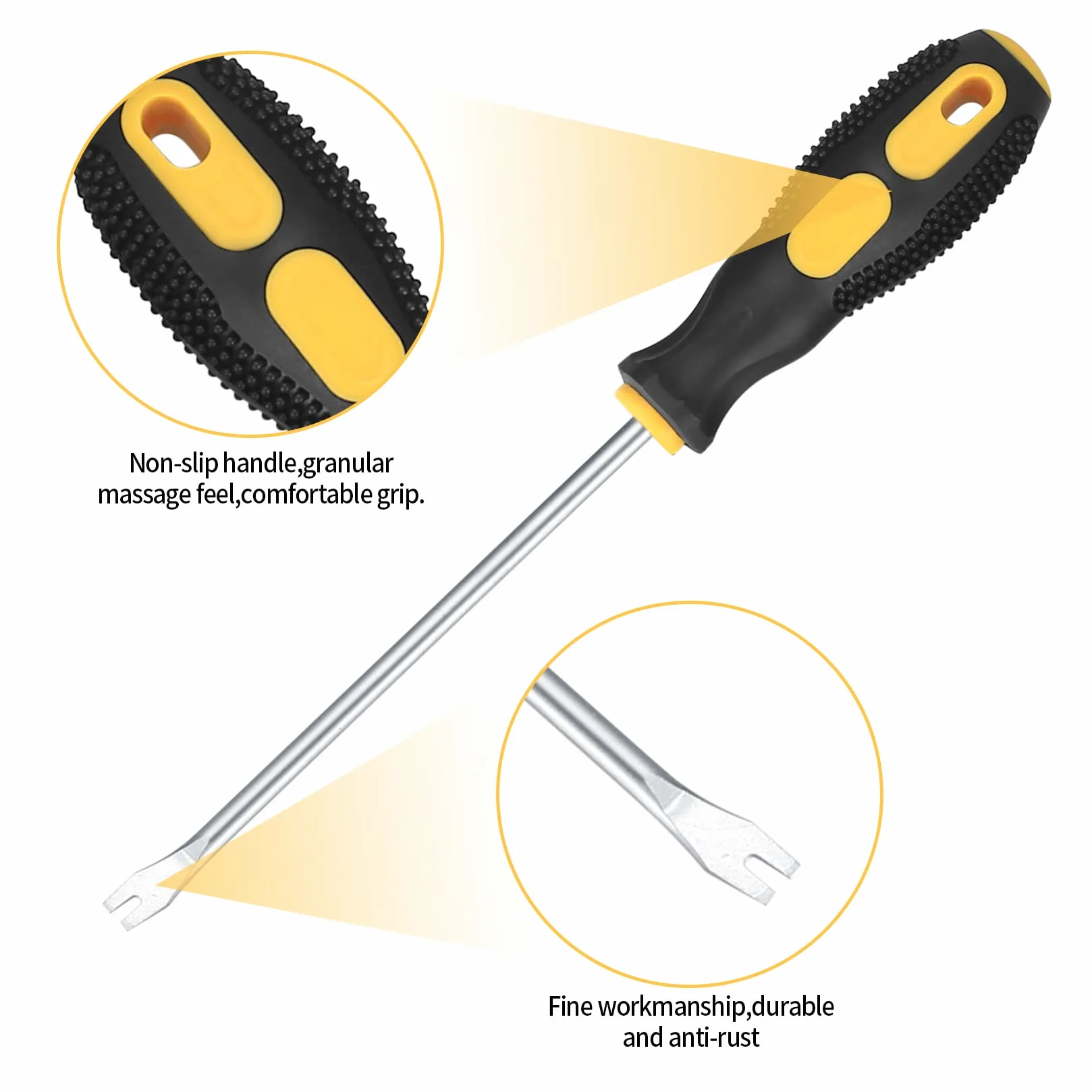 3 Pezzi Kit Rimozione di Graffette per Tappezzeria con Estrattore, Rimuovi Levapunti Graffette, Rimozione Clip Pinza, Rivetti Clip Pinze Fastener Remover Puller Pinza Tool Kit, Manico in Gomma