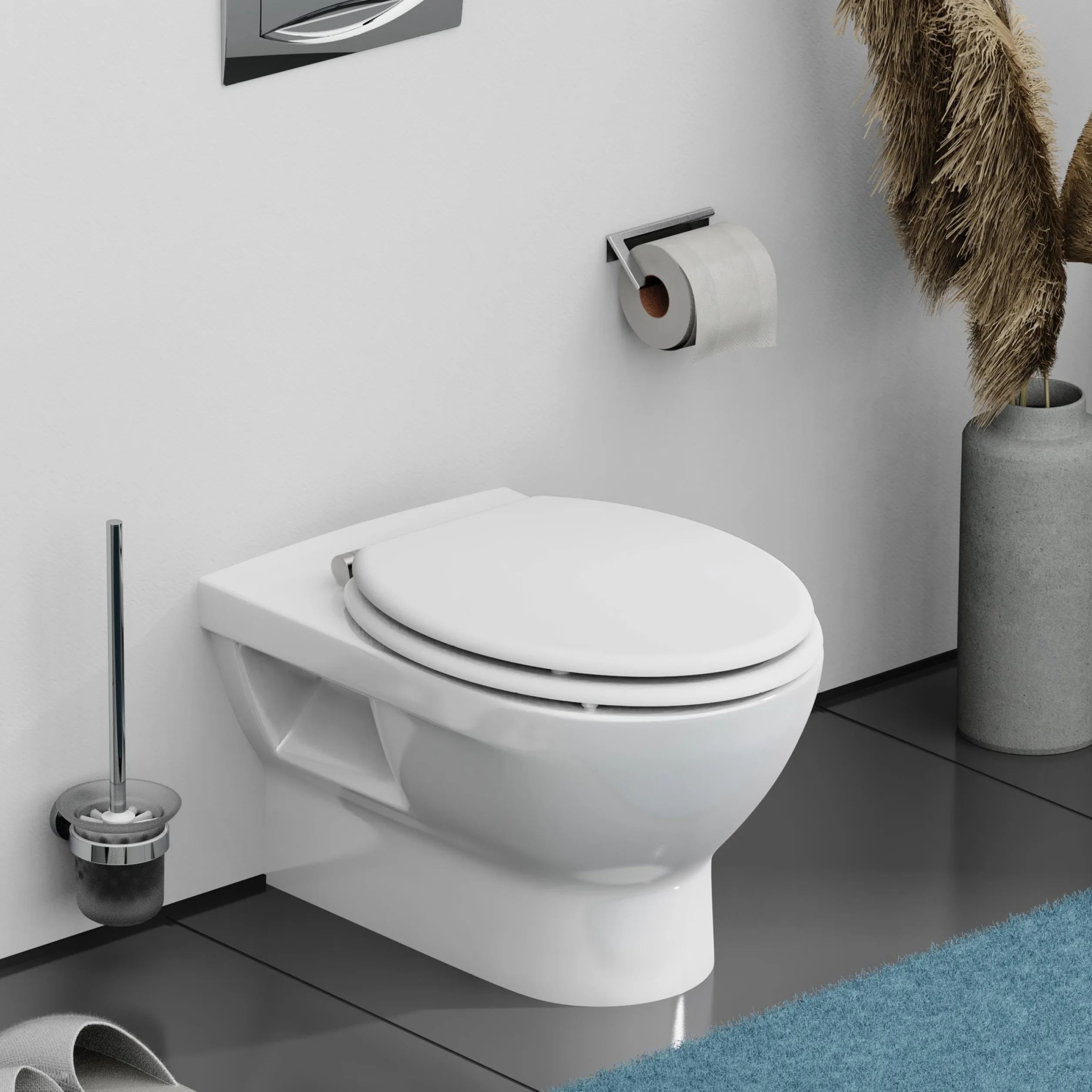 Schütte 84100-A - Coperchio con anima in legno (carico massimo del sedile del water 150 kg), con meccanismo di abbassamento, colore: bianco
