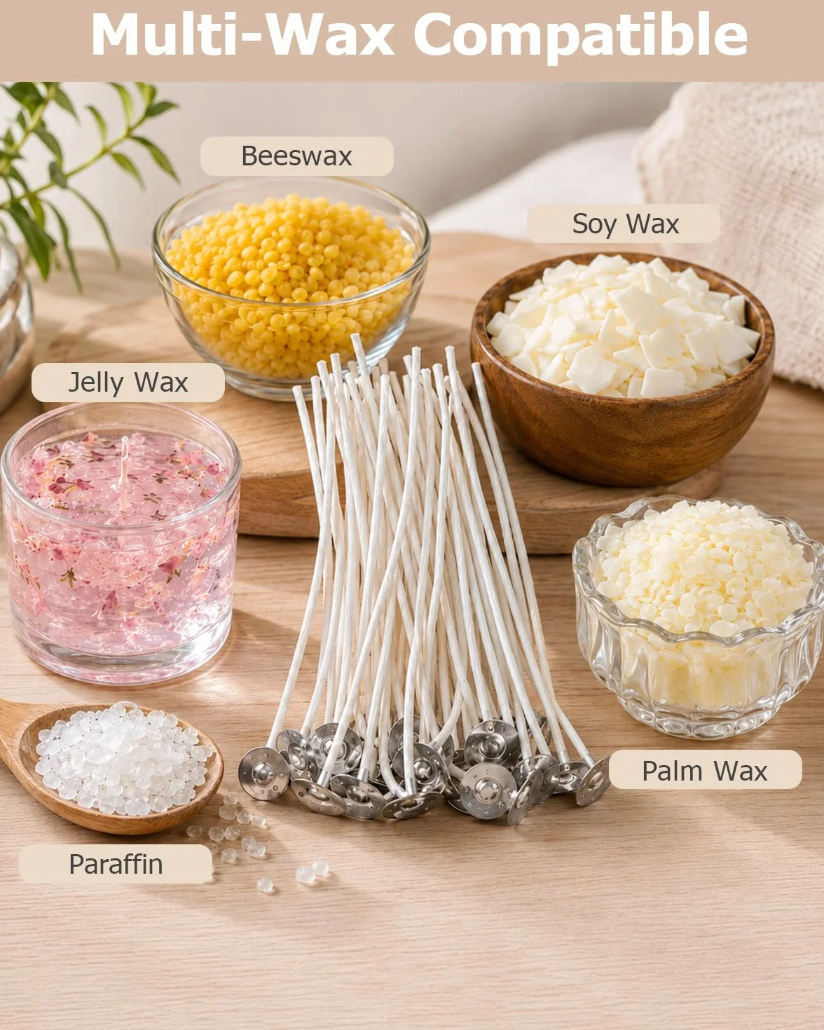 VABNEER Stoppini per Candele, 100 Pezzi Stoppini di Naturali Candela, Stoppino in Cotone Naturale per Fabbricazione di Candele Candela Fai da Te (10cm)