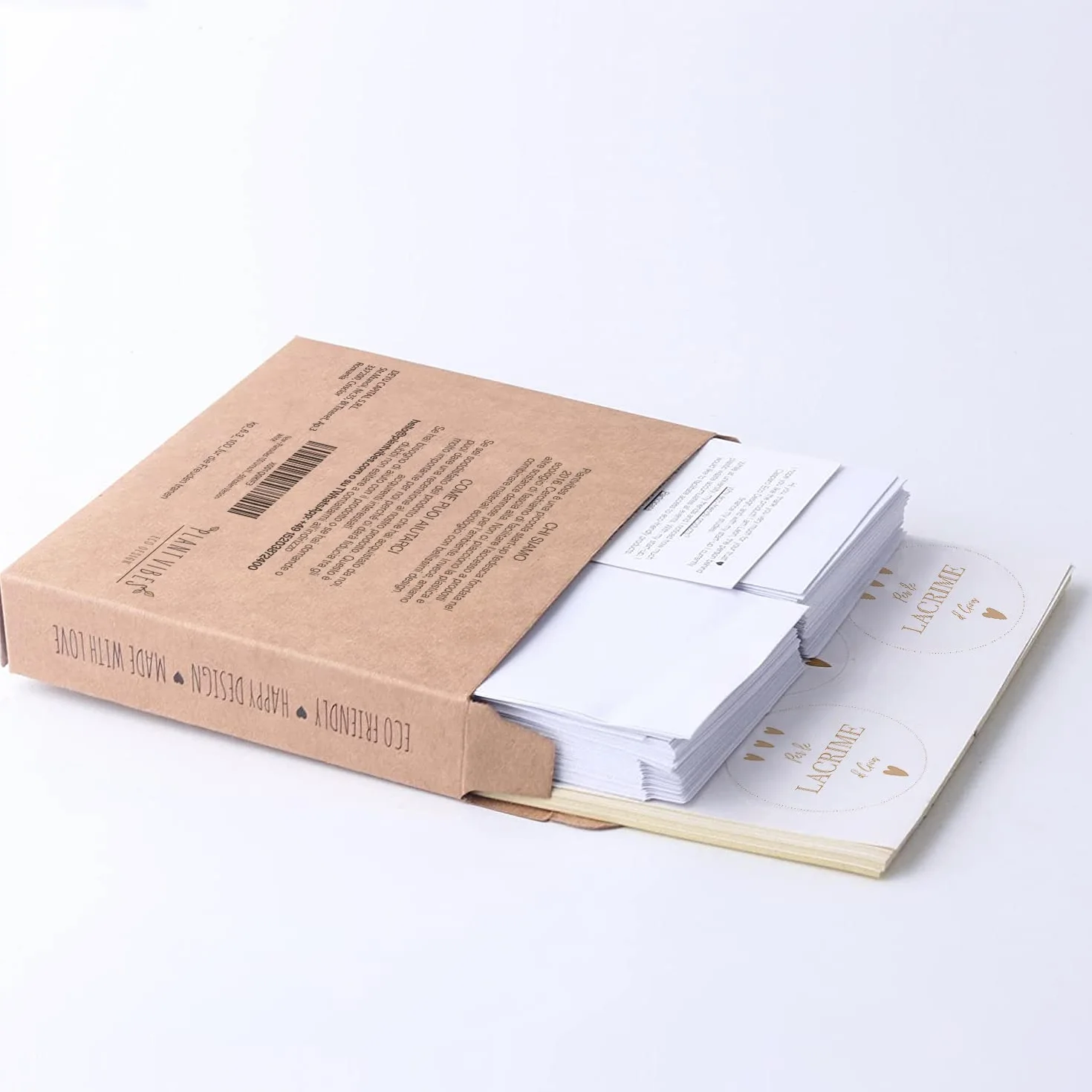 Plantvibes Fazzoletti Lacrime di Gioia Matrimonio - 100 Buste & Adesivi in Carta Naturale - Porta Buste Vintage (Bianco)