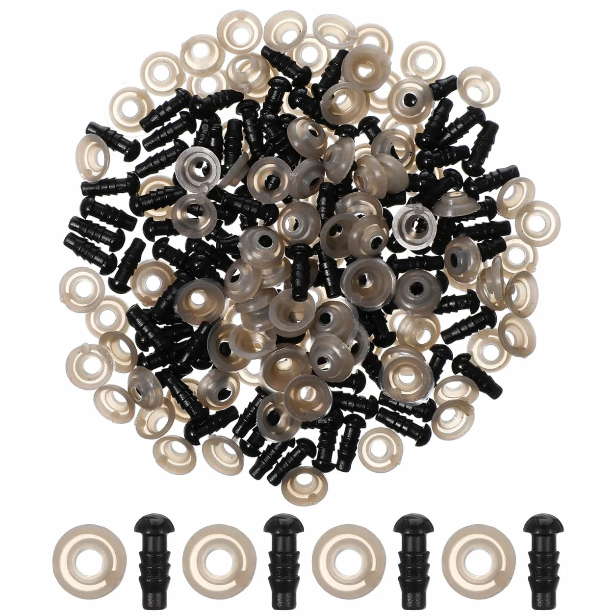 supvox Occhi di Sicurezza in Plastica con Rondelle da 5 Mm, 100 Pezzi per Bambole, Orsacchiotti, Pupazzi di Peluche, Marionette Fai-da-Te E Decorazioni di Halloween