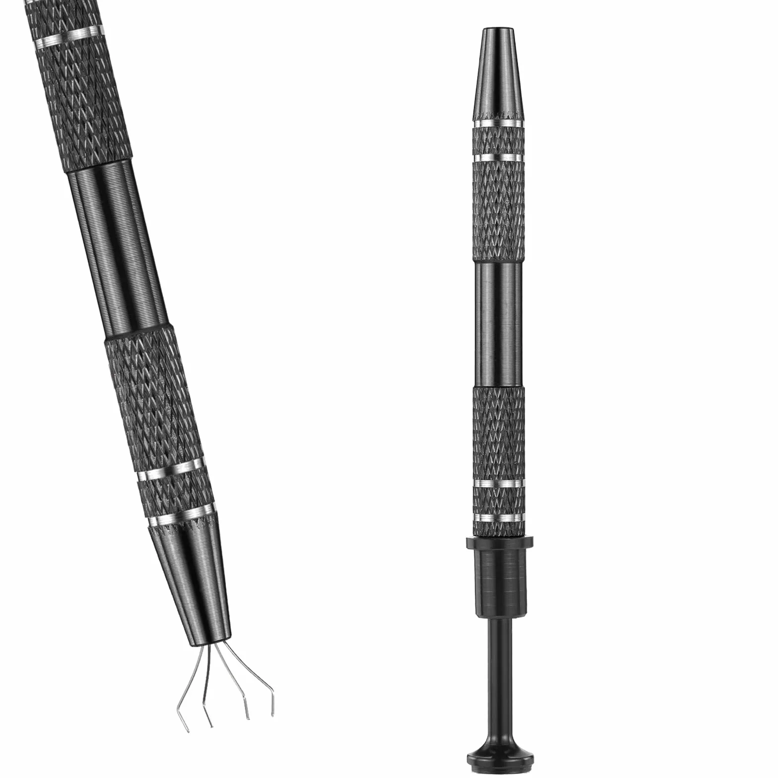 4 rebbi BGA Chip Pick Piercing Ball Grabber Tool, 4-claw Acciaio Inox Gioielliere, Pick Up Strumento per Piccole Parti, IC Chip Componenti Elettronici, Nero