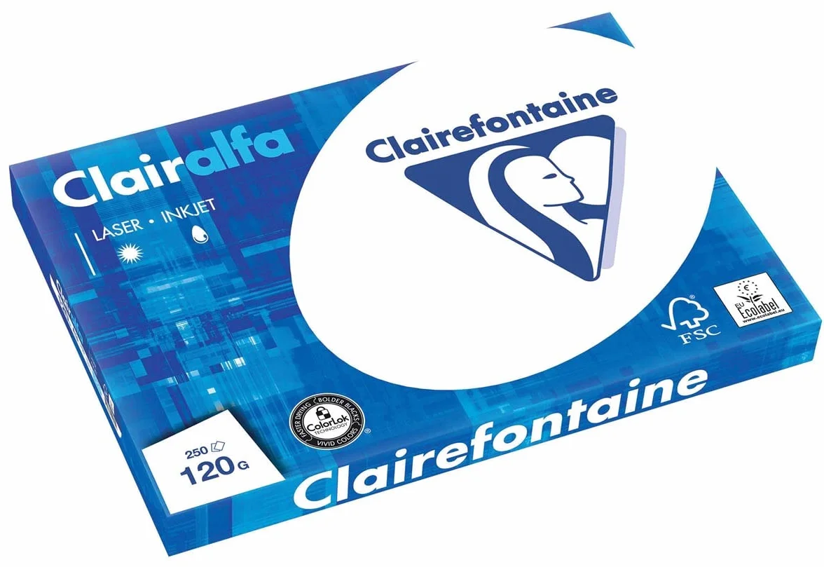 clairalfa Set di 5 ramettes 250 fogli di Carta 120 g A3 420 x 297 mm Certificato PEFC Bianco