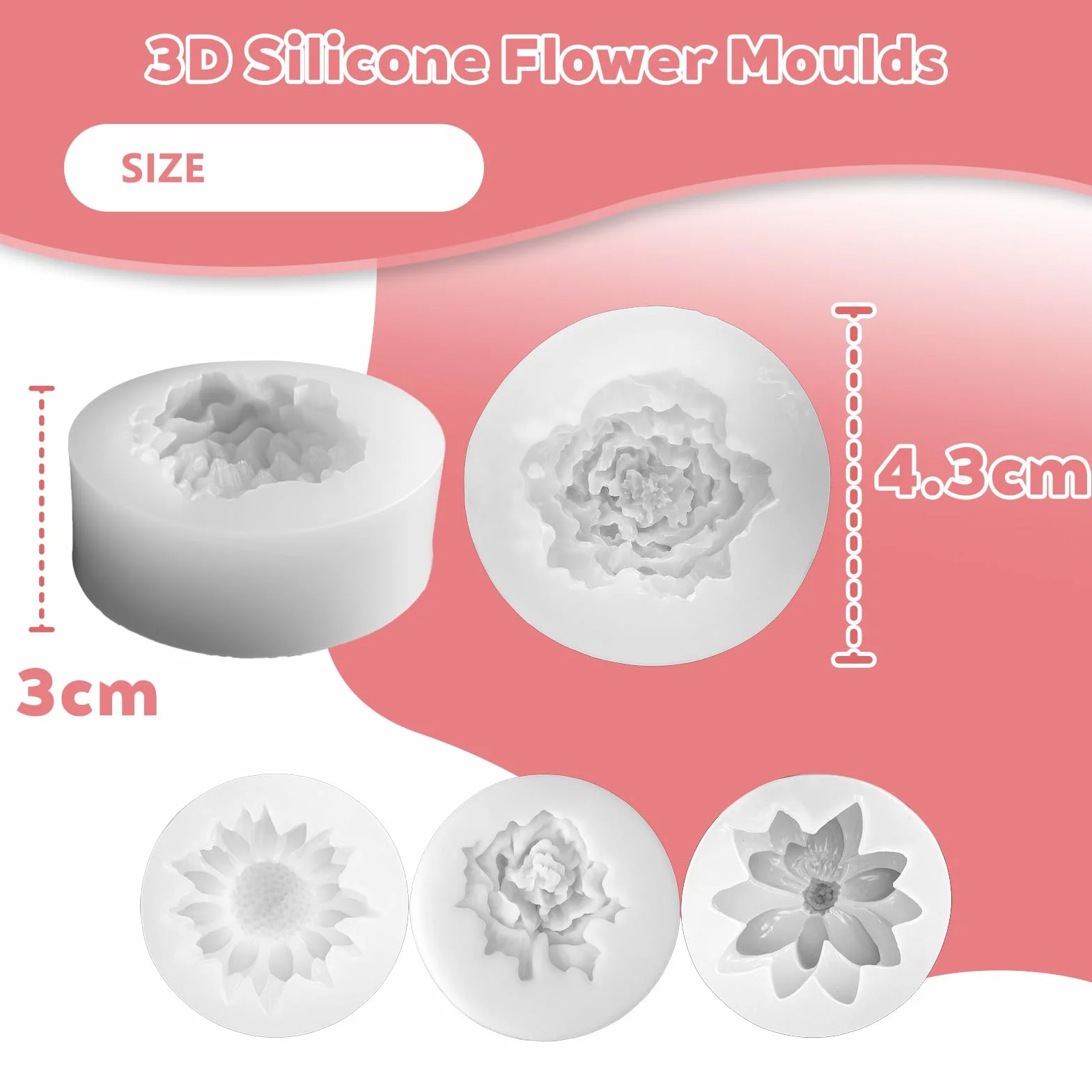 4 pezzi stampi in silicone per la colata di candele stampi, silicone margherita per la colata di fiori 3D, per candele margherita e loto per la colata stampo per candela in silicone