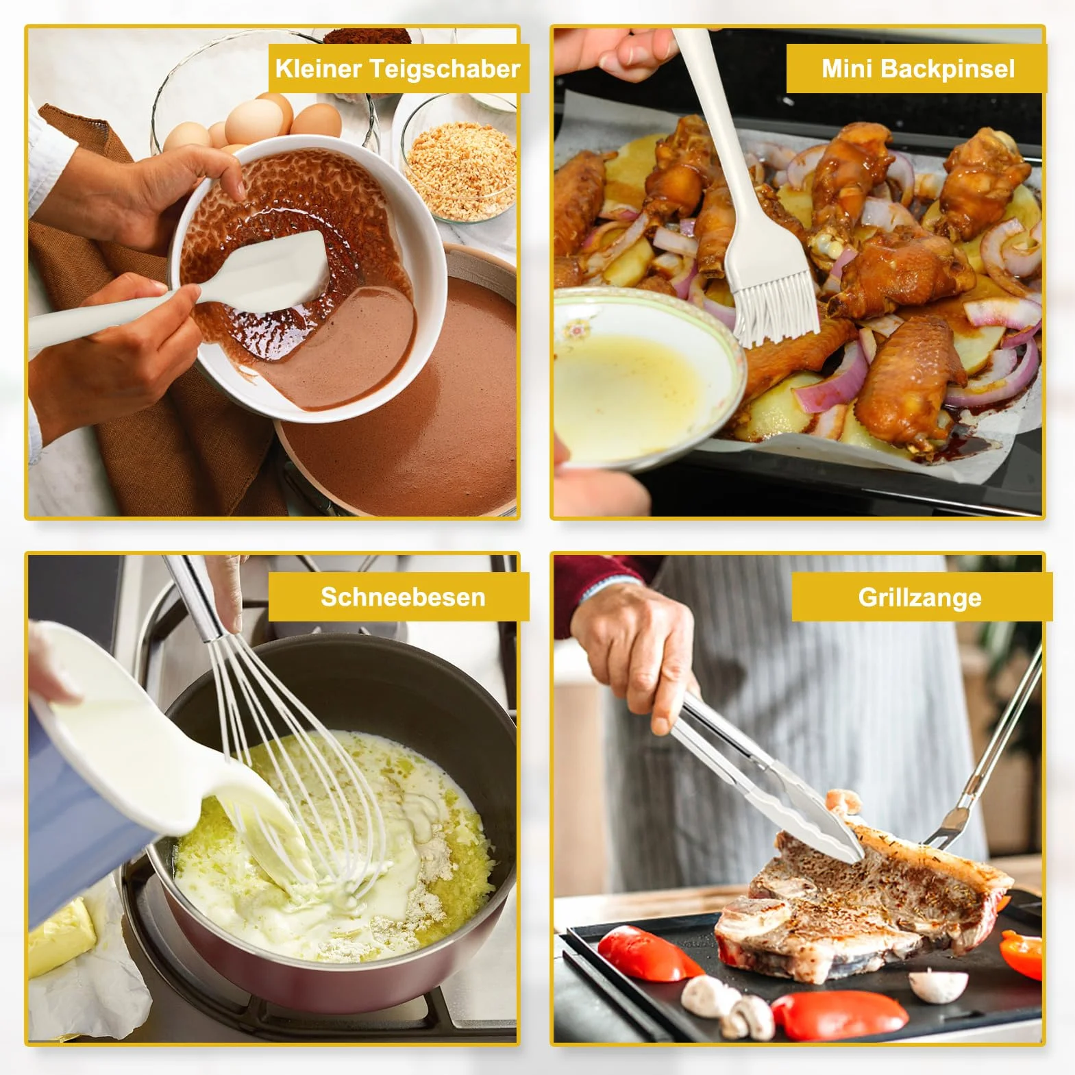 Homikit Set di 12 utensili da cucina in silicone resistenti al calore antiaderenti bianco