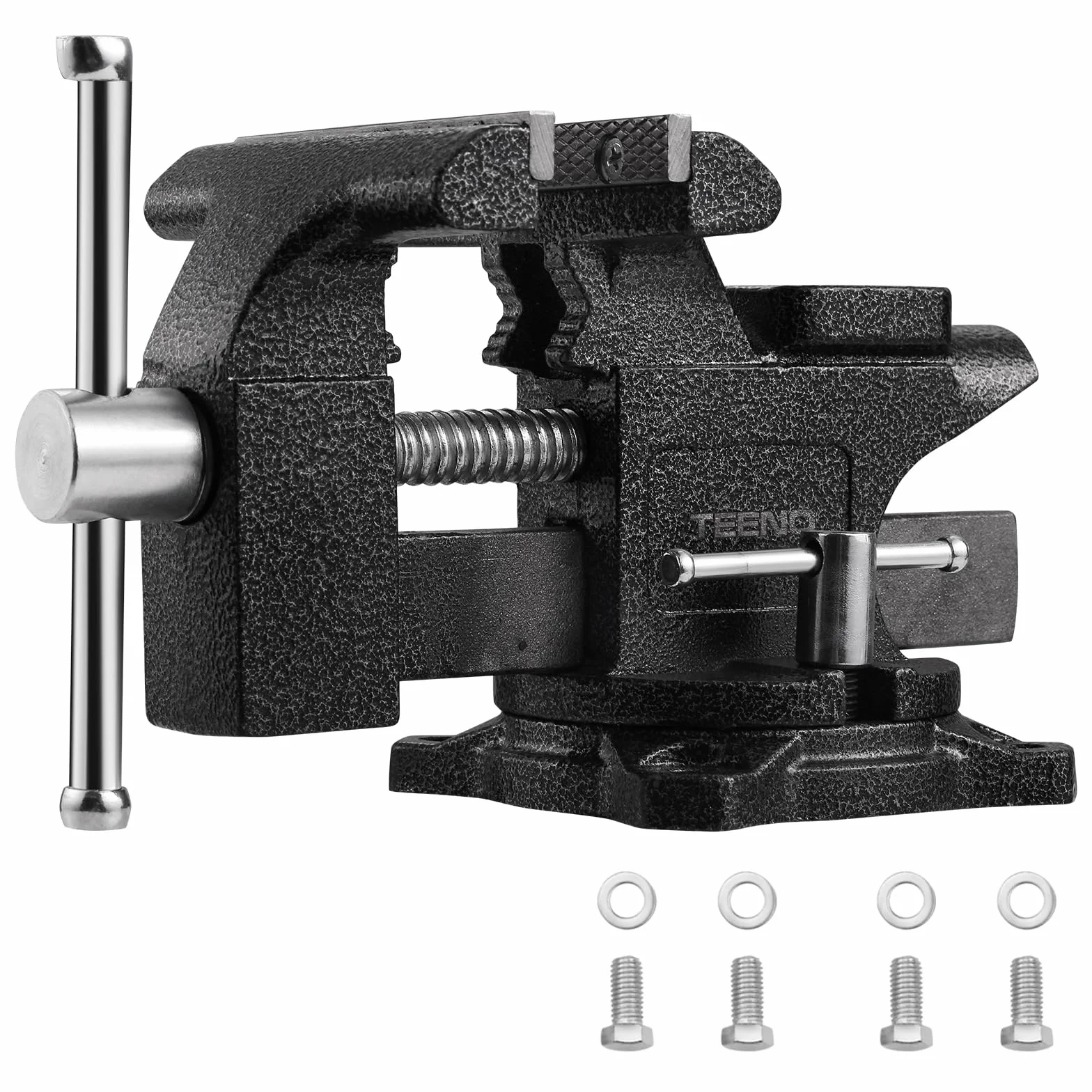 TEENO Morsa da Banco 4.5 inch 4.5kg，con larghezza della mascella 113 mm，Heavy Duty 270 ° Base Girevole Tavolo Morsetto da Banco,materiale in acciaio fuso, potenza di serraggio 2000 kg