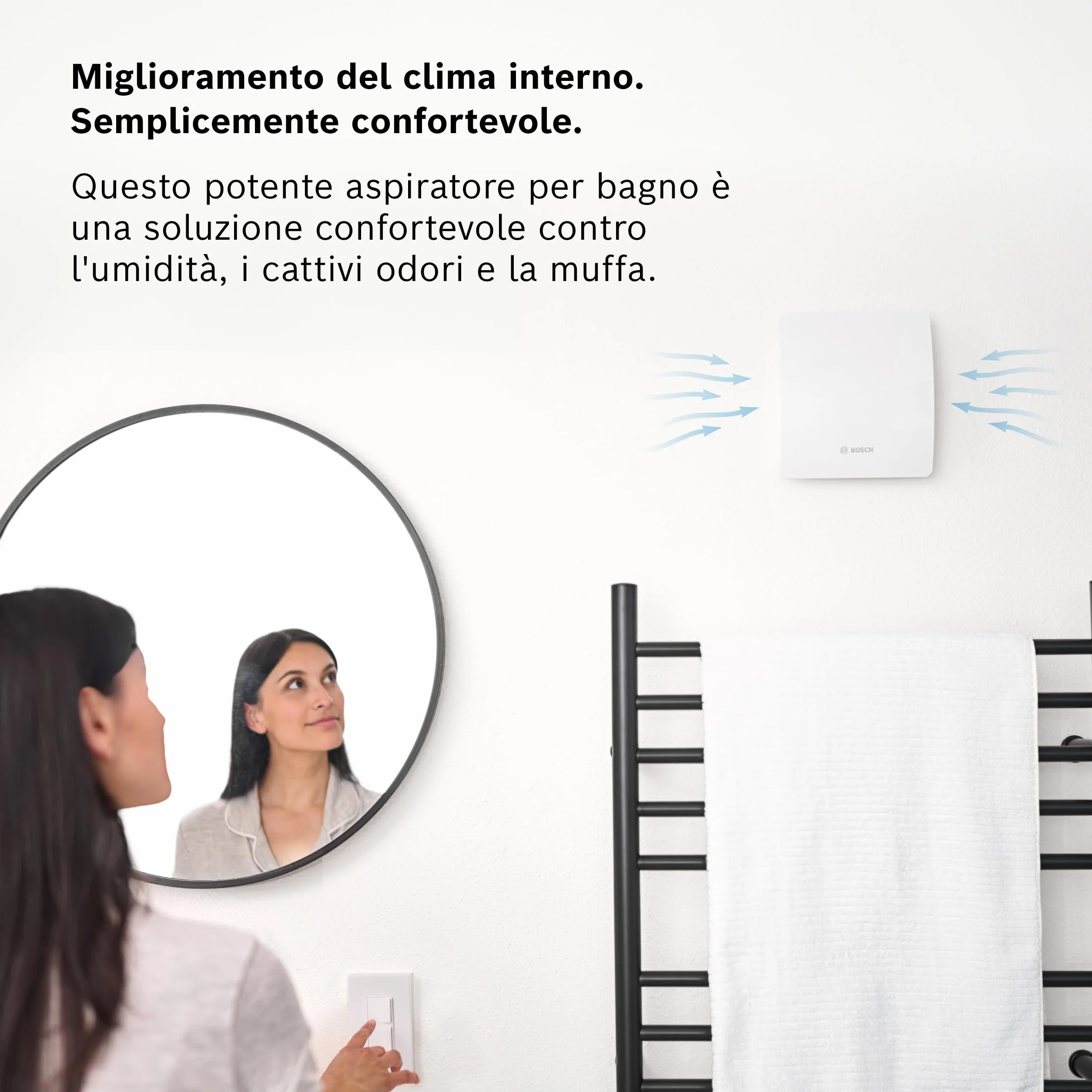 Bosch Aspiratore da bagno 1500 DH 100mm Umidostato Timer