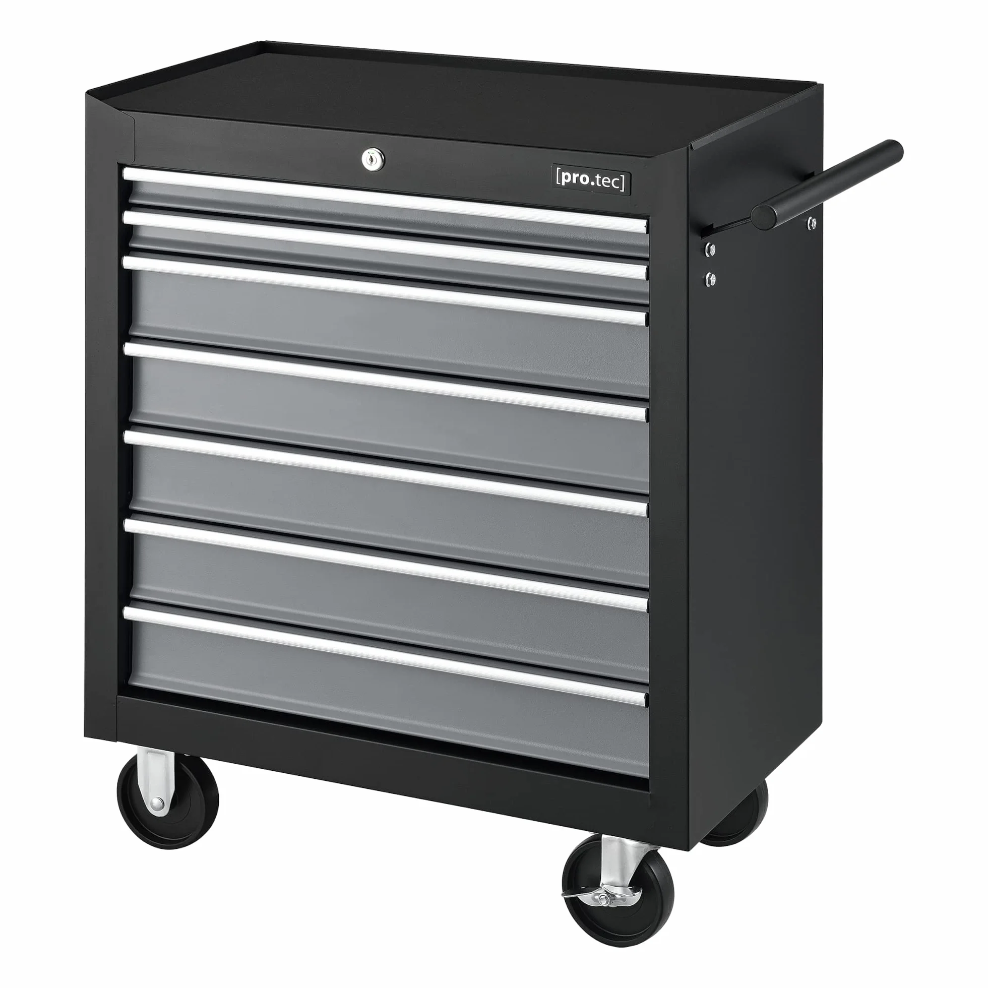 pro.tec Carrello da Officina Portautensili a 7 Cassetti con Serratura Centrale, Cassettiera Portatile per Attrezzi