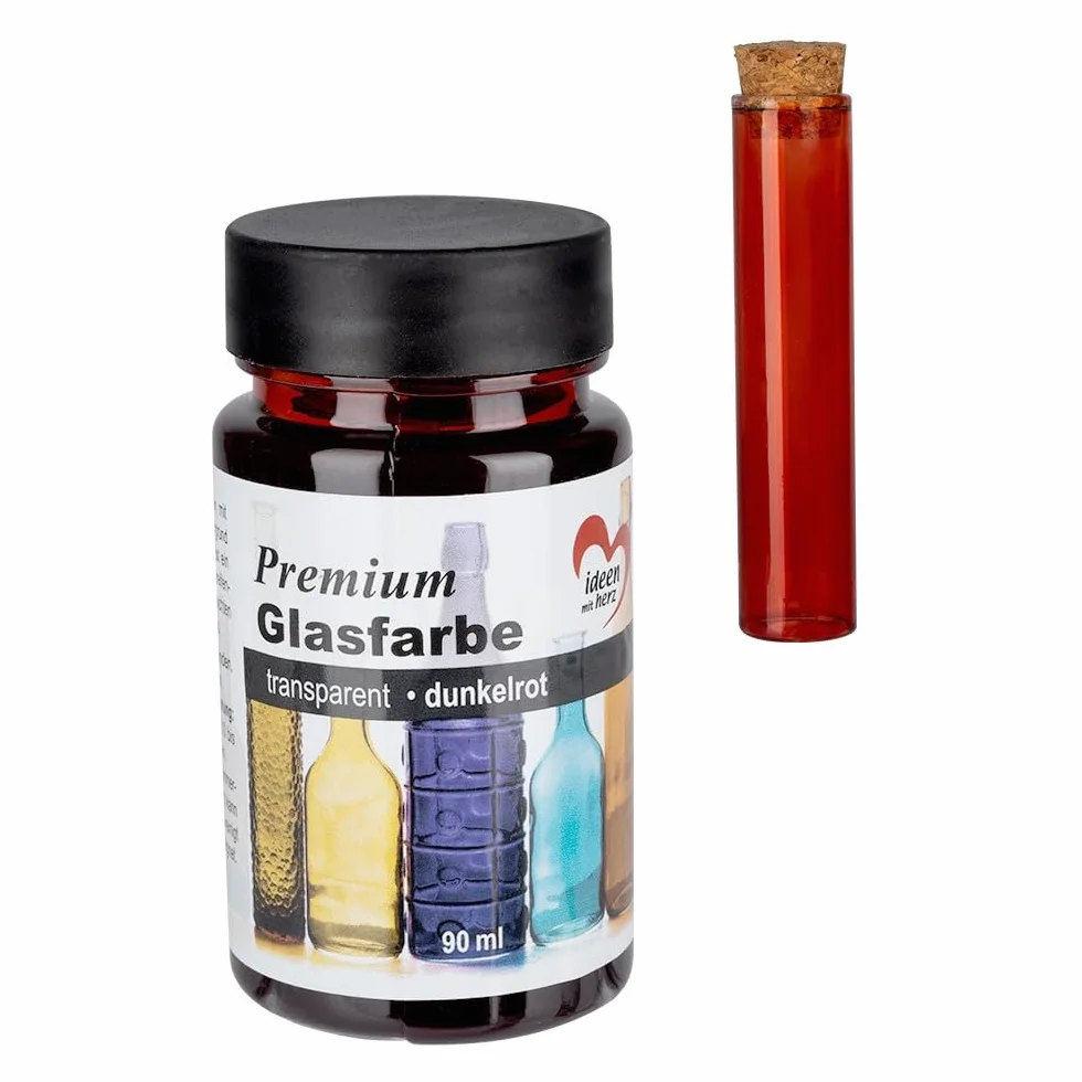 Ideen mit Herz Vernice per vetro di alta qualità, trasparente, impermeabile, 90 ml (rosso scuro)