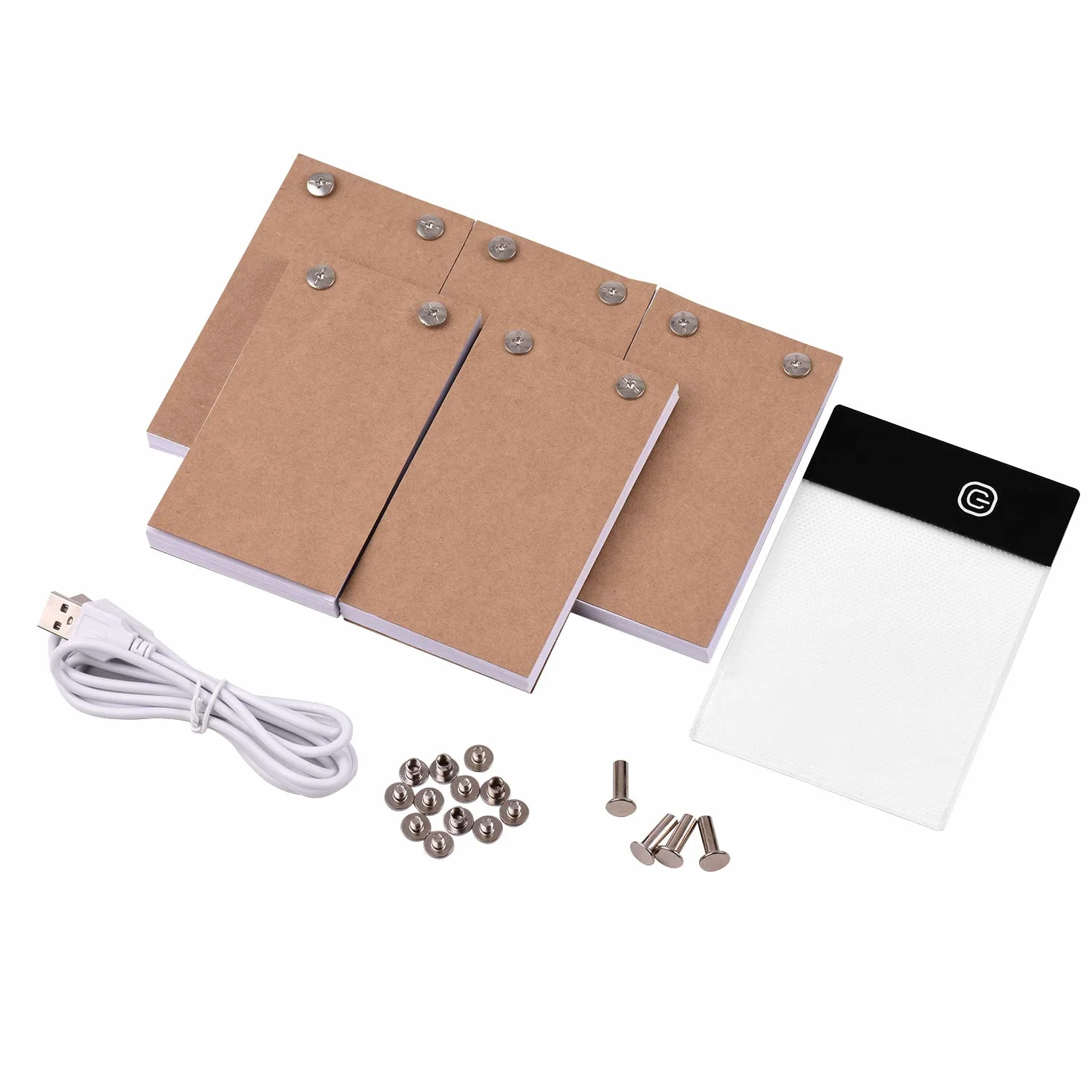 Kit Flip Book con blocco LED per tablet 300 fogli di carta disegno con vite per rilegatura, per disegnare cartoni animati, cartoni animati, set di inetti per pollice, set
