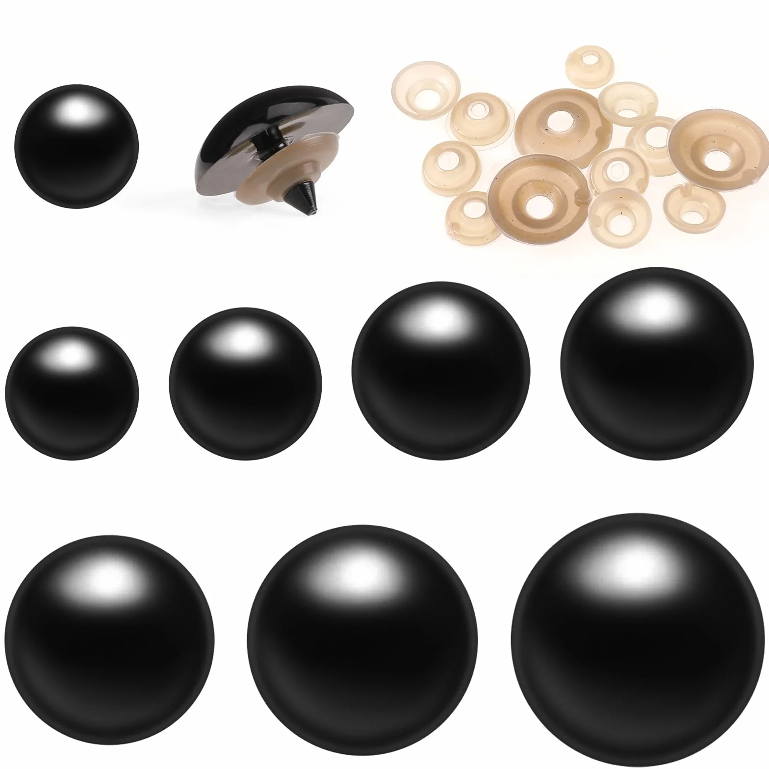 160 Pezzi Grandi Aspiri di Sicurezza Amigurumi 10-30mm Occhi Peluche Occhi di Sicurezza Nero per Uncinetto Occhi di Sicurezza in Plastica con Rondelle per Bambole Giocattoli Fai da Te Orsacchiotto