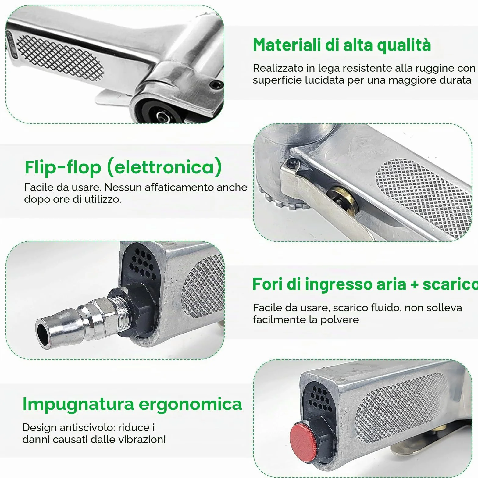Levigatrice a Nastro per Legno Impugnatura Girevole 360° Pneumatica Ad Aria Compressa