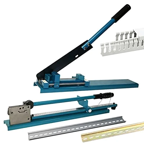 Utensile da taglio per guida DIN per progetti elettrici, design da banco da 35 mm con righello da 50 cm, doppia scanalatura per taglio in acciaio e alluminio