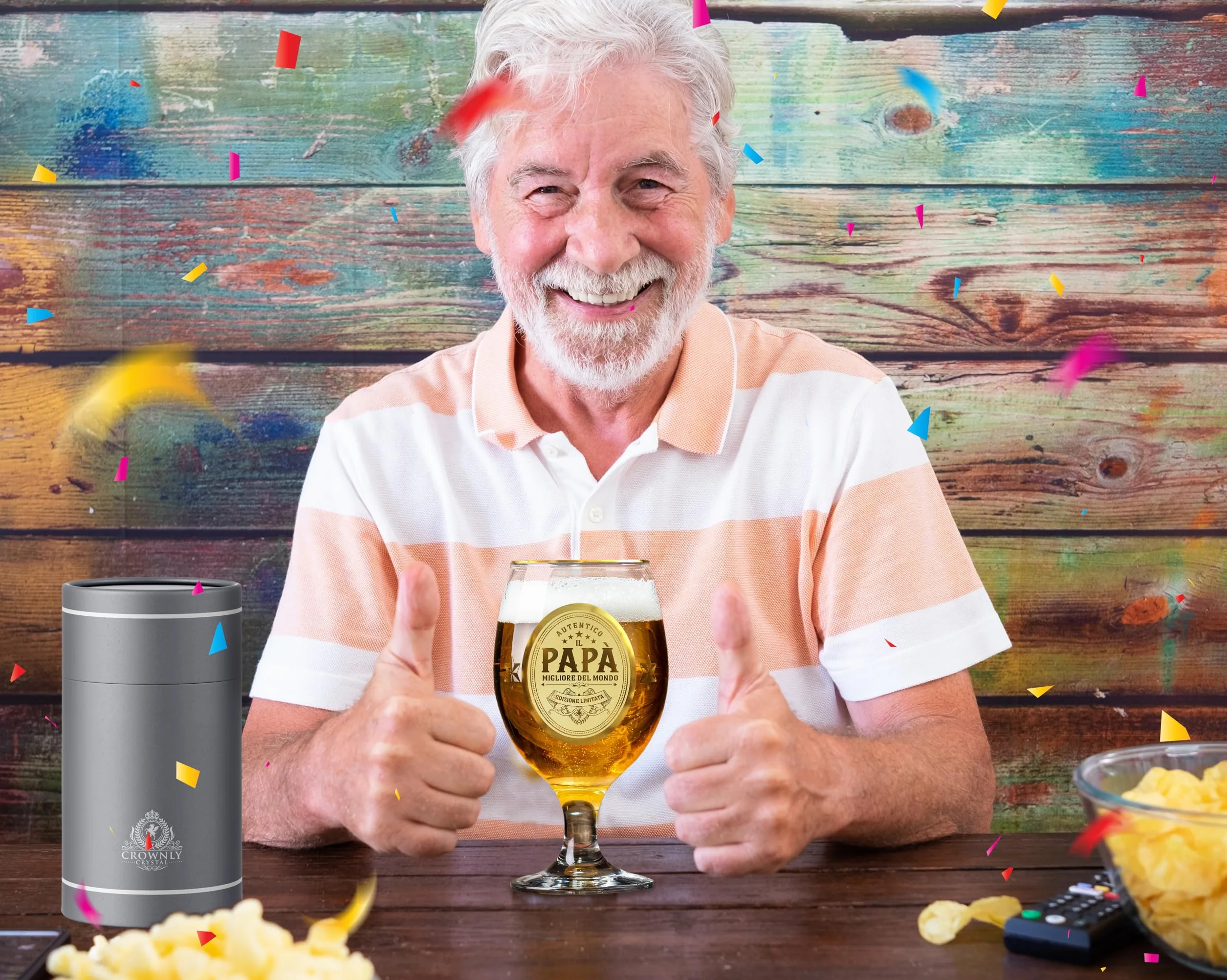 CROWNLY CRYSTAL® Regalo Papà Tazze Personalizzate Bicchieri Birra Idee Compleanno