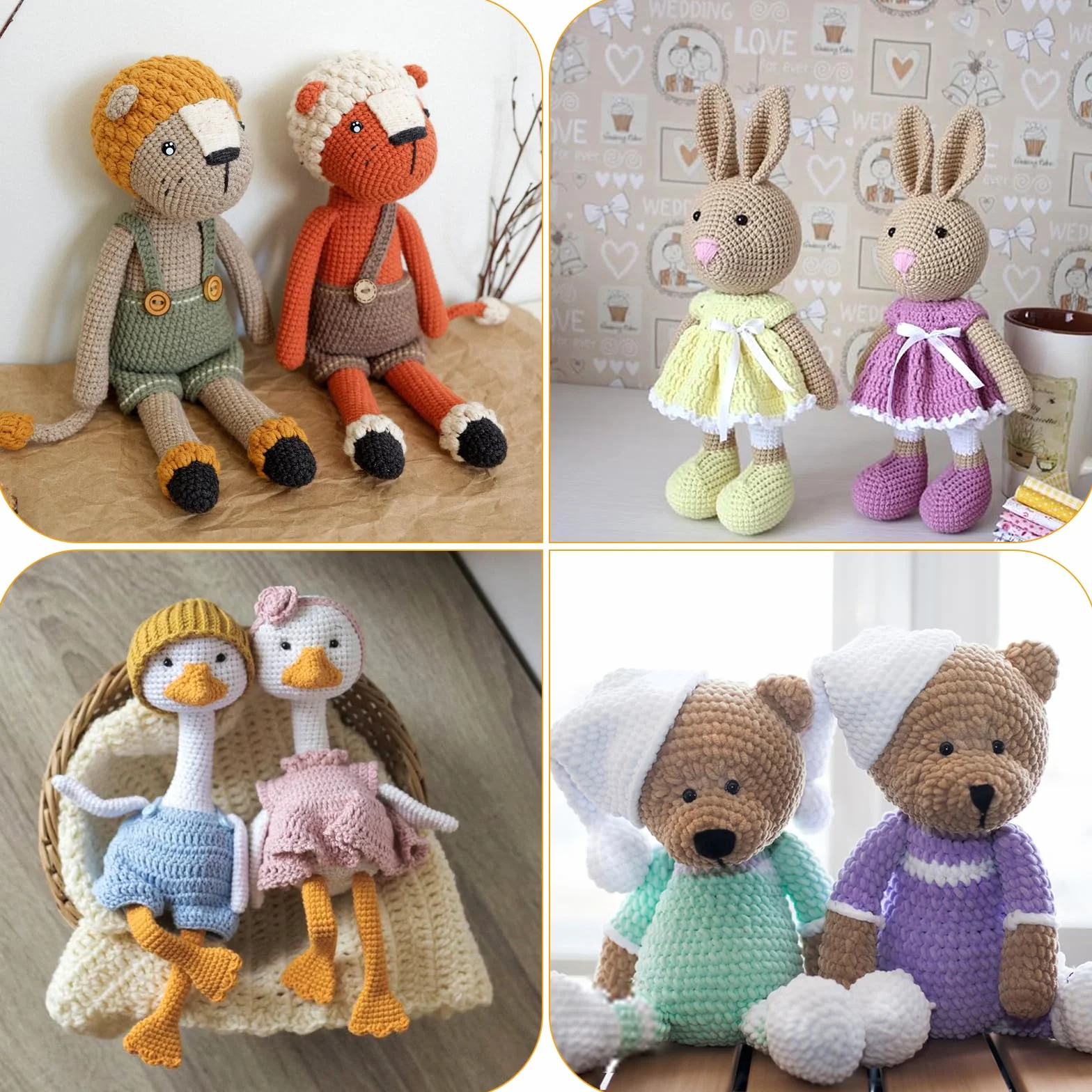 Auauraintt 1040 Pezzi Occhi Amigurumi, Colorati Safety Eyes e Nasi di Diverse Dimensioni con Rondelle, Amigurumi Kit Adatti per Amigurumi, Peluche, Orsacchiotti e Animali all'Uncinetto