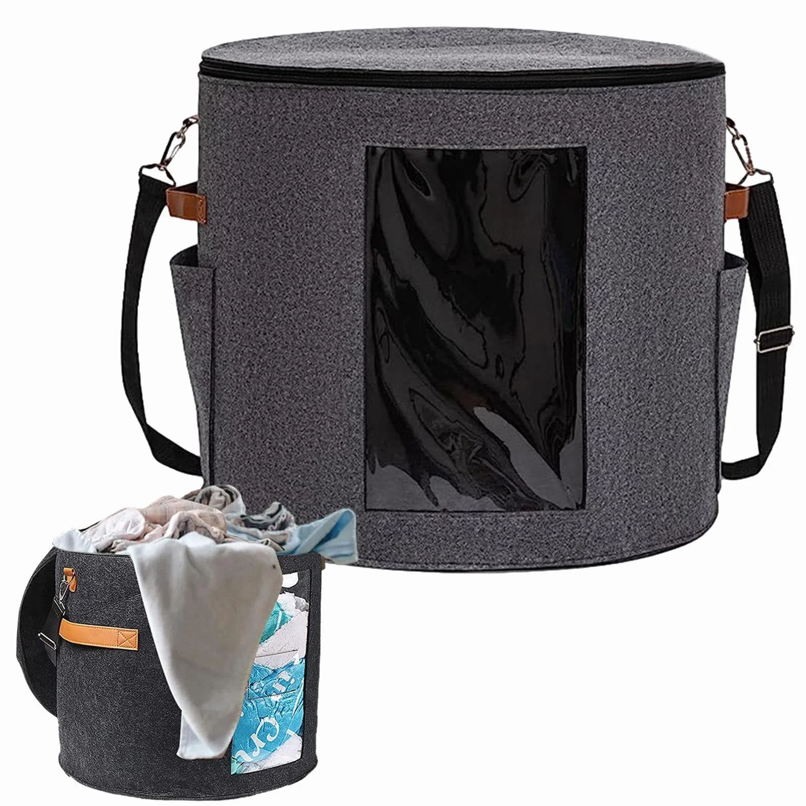 Cappelliera – Organizer pieghevole per cappelli da viaggio, grandi scatole rotonde per cappelli, contenitore portatile per cappelli | Scatola per cappelli da viaggio in feltro con coperchio