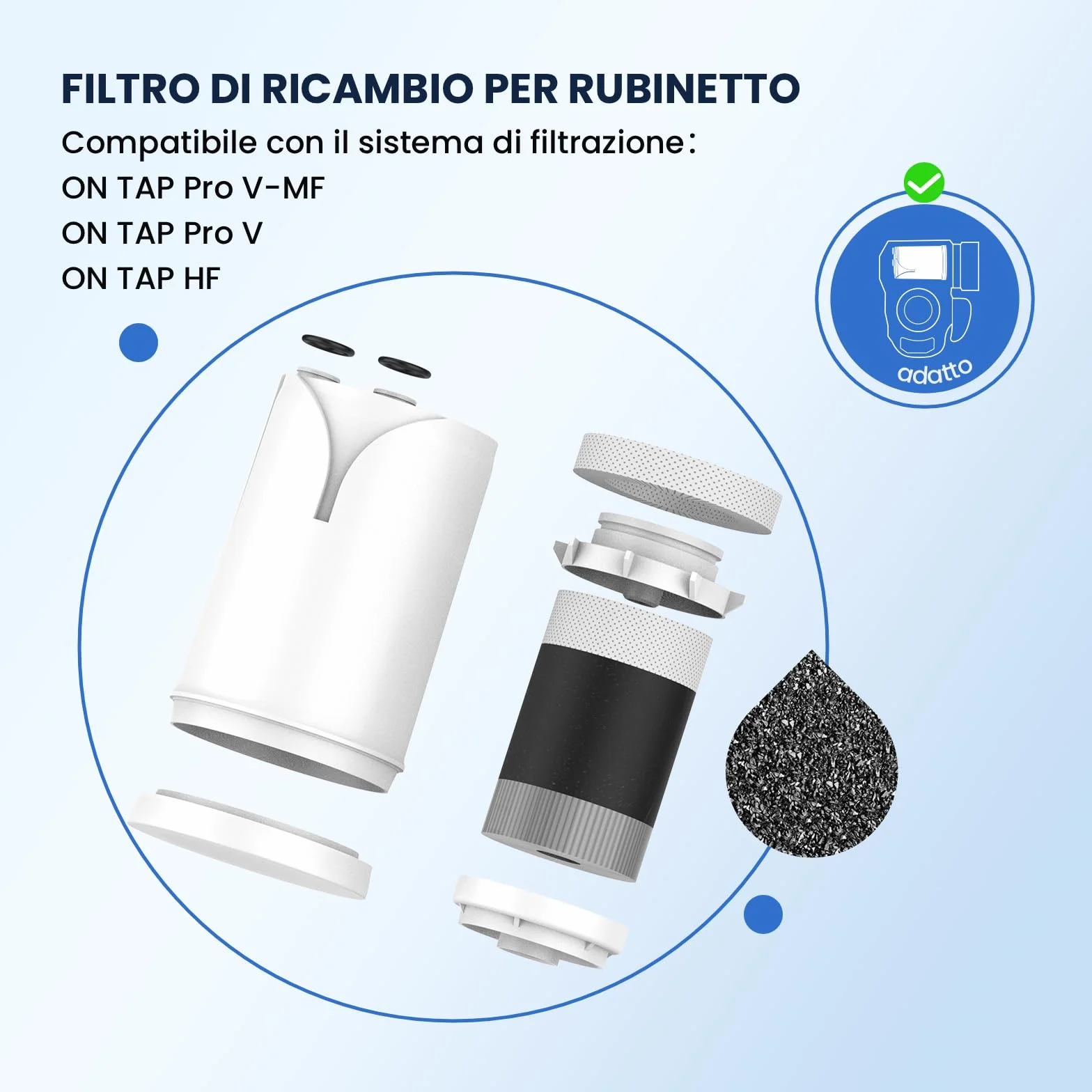 GLACIER FRESH Filtro acqua rubinetto ON TAP V (600L) compatibile Brita On Tap Pro V-MF