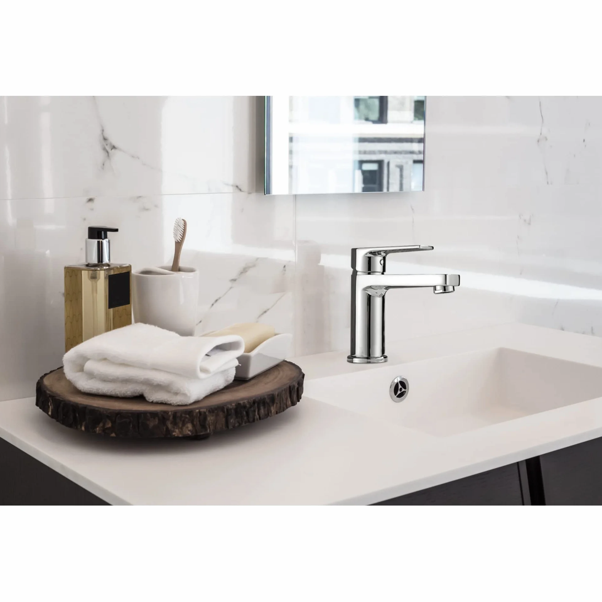 GRICOL Rubinetto Bagno Lavabo Monocomando Miscelatore Lavabo Bagno Fredda e Calda per Lavabo Bagno Ottone Cromo Argento
