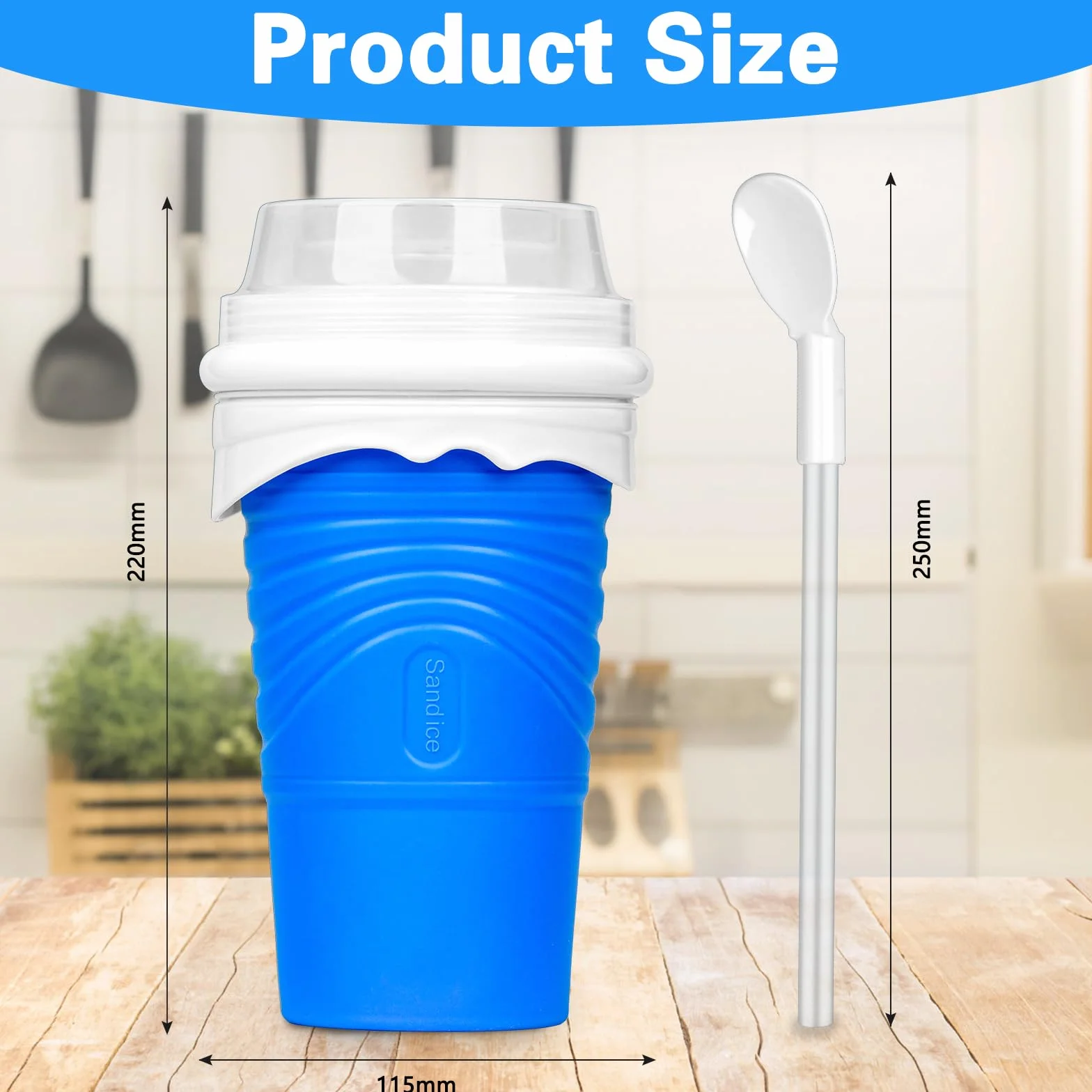 Macchina per Granita Slushy Maker 500 ml Silicone Frozen Magic Squeeze Cup con Canuccia e Cucchiaio 2 in 1