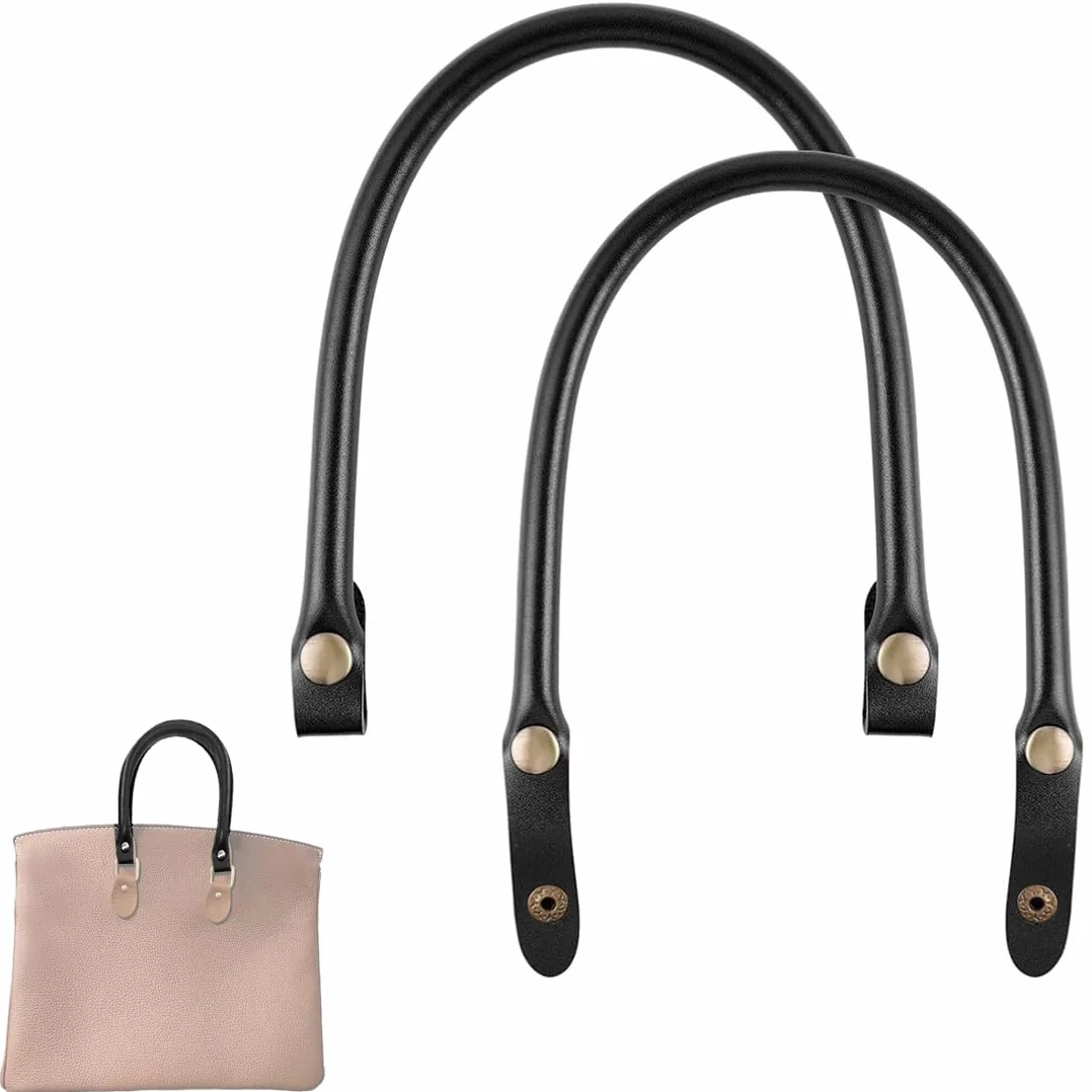 Set di 2 manici in pelle PU per borsa, cinghie sostitutive totebag fai-da-te con chiusura accessori di stile