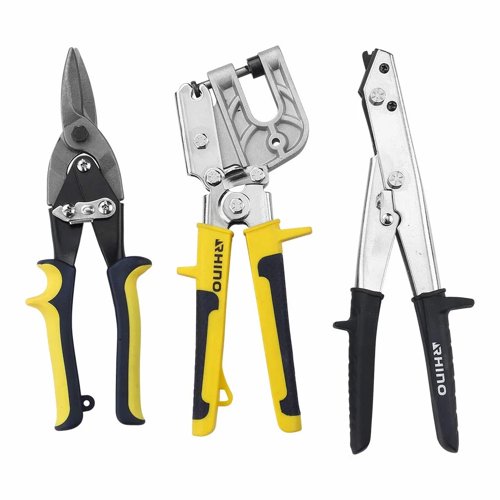 RHINO - Set di 3 utensili, kit 3 pezzi - Cesagliatore/Gripsettrice/crimpatrice - appositamente progettato per piastre - 5 anni di garanzia