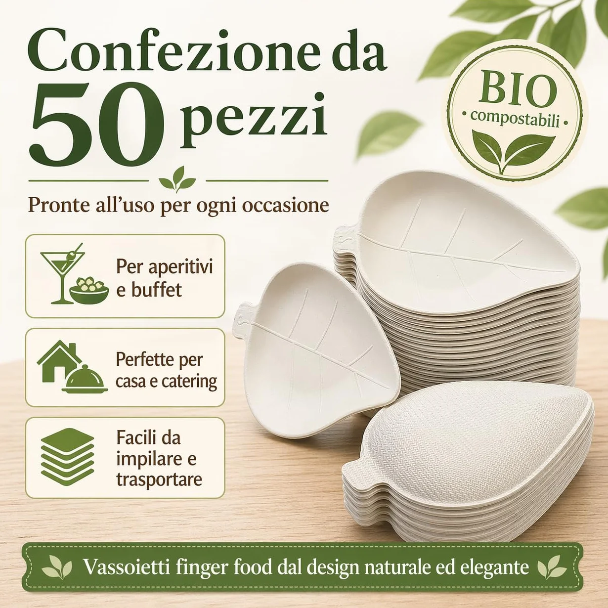 Ciotoline aperitivo usa e getta BIO vassoio finger food polpa di cellulosa