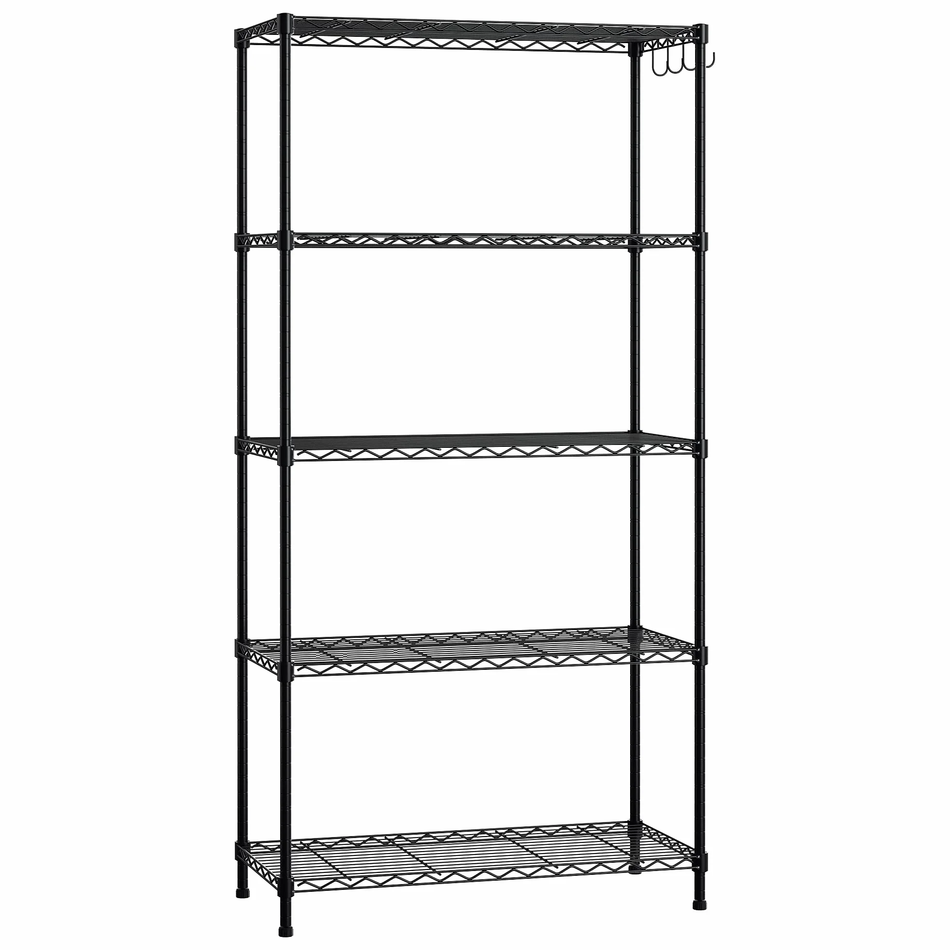 WORKPRO Scaffali portaoggetti in metallo a 5 ripiani, ripiani regolabili con ganci per dispensa, armadio, cucina, cantina, 76,2 cm x 35,6 cm x 152,4 cm