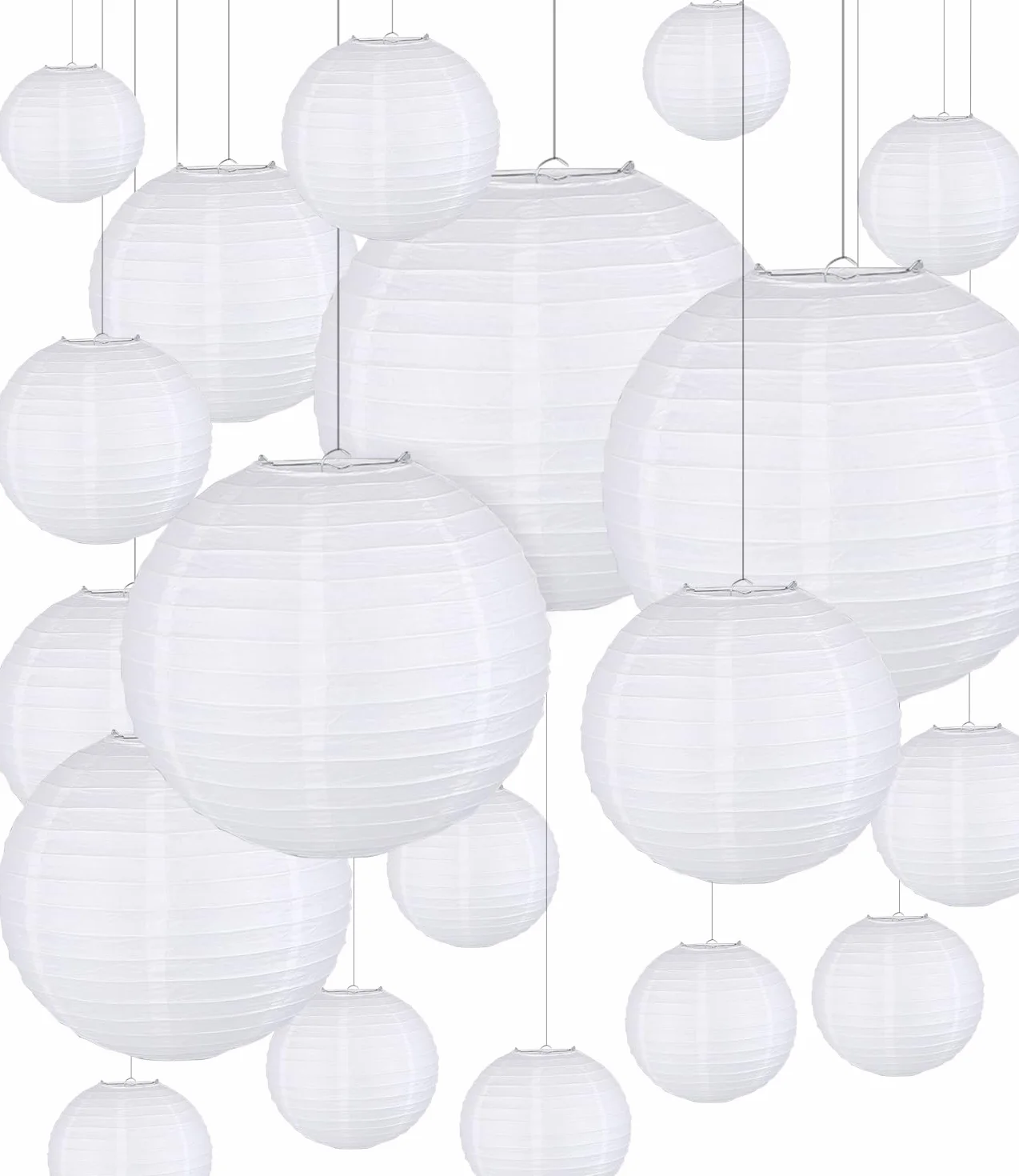Lanterne Cinesi 20 Pezzi, Lanterna di Carta Rotonda Diametro 10/15/20/25/30 cm per Decorazioni Feste Matrimoni
