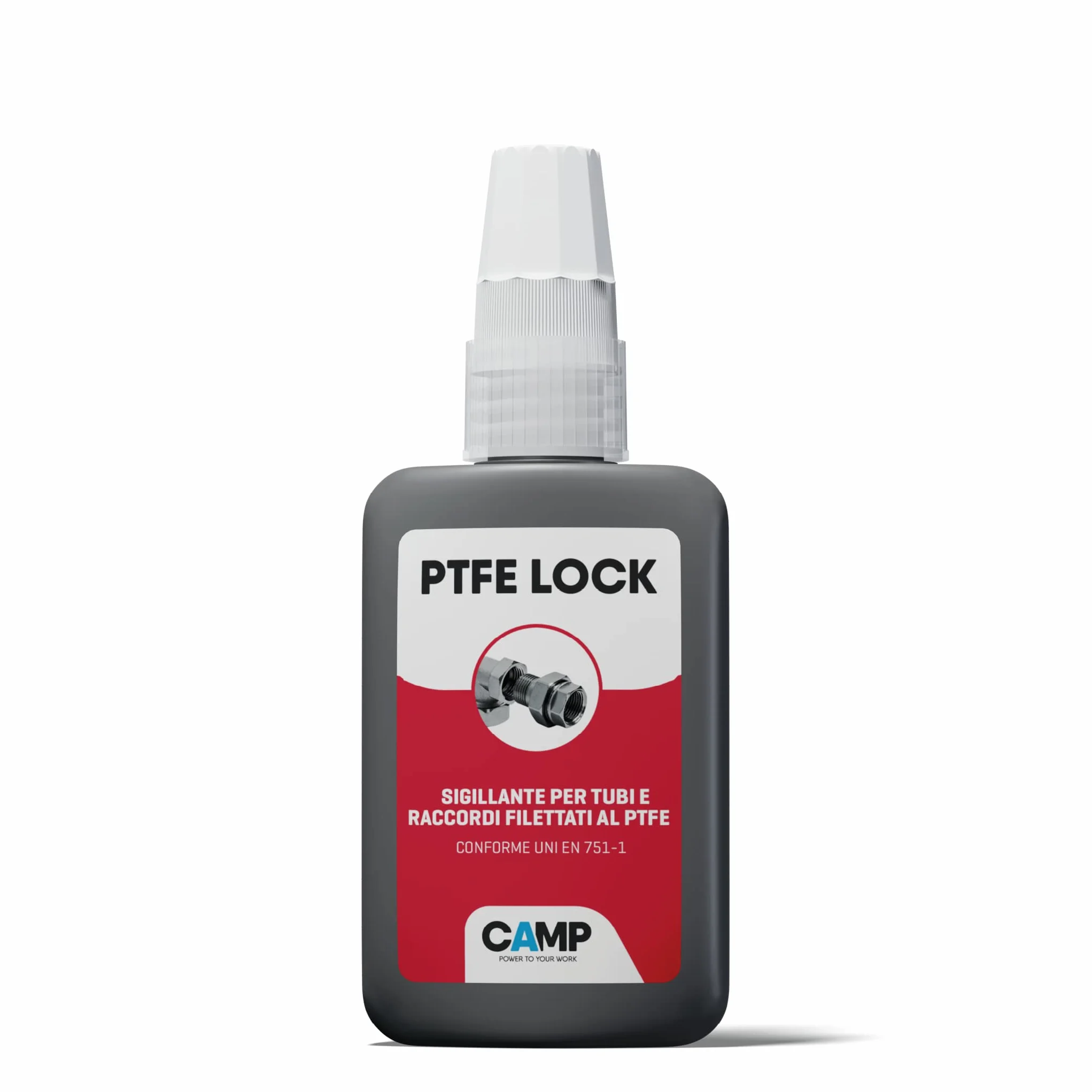 CAMP PTFE Lock - Sigillante Isolante Impermeabile per Tubi e Raccordi Filettati, Resiste a Sbalzi Termici, Vibrazioni e Urti, Idoneo per Impianti Civili e Industriali di Aria, Gas, Acqua e Oli, 50 ml