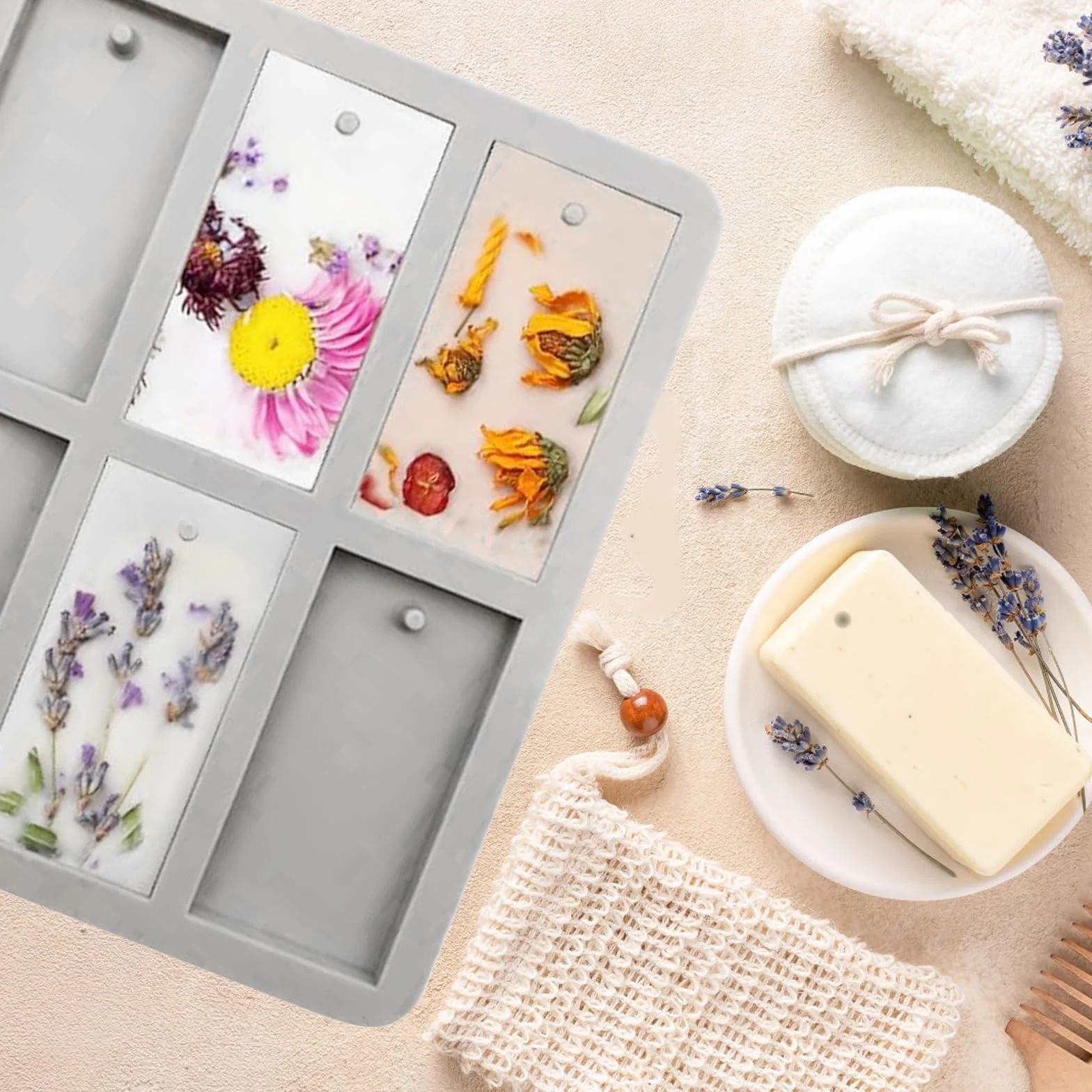 Stampi per Sapone, Stampo Silicone Rettangolare, 2 Pezzi Stampo per Sapone 6 Cavità Rettangolari, Riutilizzabile, Per Saponi, Cupcake, Cioccolatini, Biscotti, Cubetti di Ghiaccio