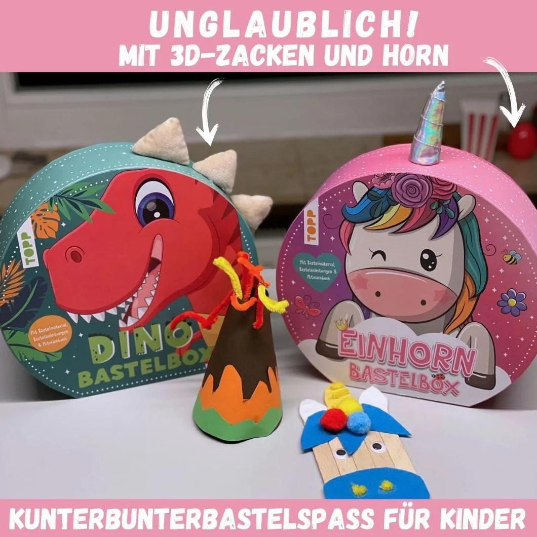TOPP Einhorn-Bastelbox. Mit Anleitungen, Bastelmaterial und Mitmachbuch: 8 Anleitungen, buntes Bastelmaterial, Mitmachbuch (16 Seiten, A5, Softcover)