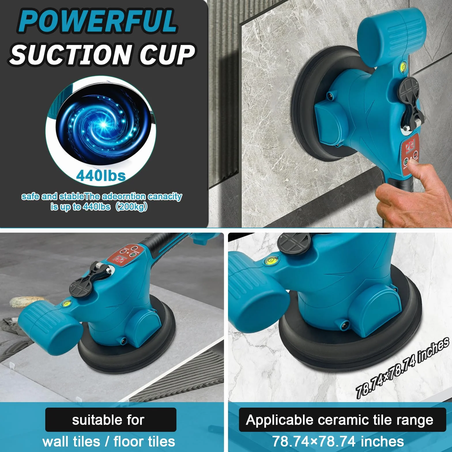 Vibratore Per Piastrelle Compatibile con Makita 18V, Strumenti per Piastrelle Martelli per Piastrelle con display di potenza a LED, con 9 Velocità di Trasmissione (Batteria Non Inclusa)
