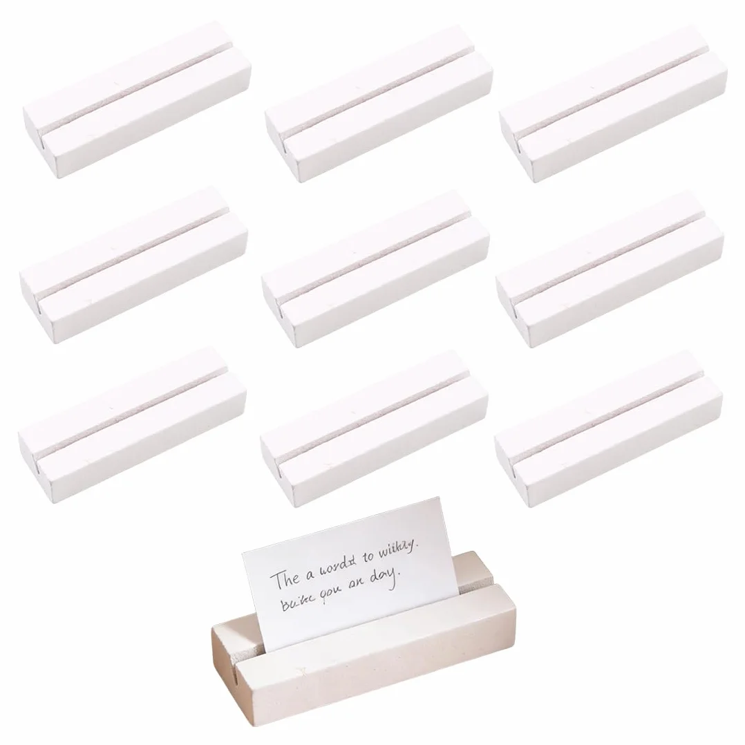 Porta Menu da Tavolo, 10 Pezzi, Segnaposto Legno Supporto Portacarte, Supporto Elegante e Robusto, per Ristoranti Matrimoni Banchetti e Feste Porta Foto, Bianco, 80 x 25 x 15 mm