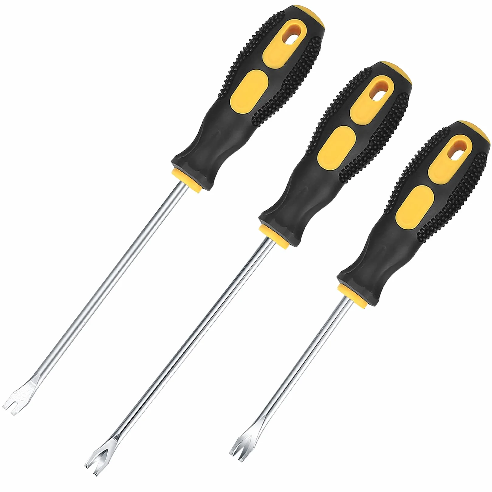 3 Pezzi Kit Rimozione di Graffette per Tappezzeria con Estrattore, Rimuovi Levapunti Graffette, Rimozione Clip Pinza, Rivetti Clip Pinze Fastener Remover Puller Pinza Tool Kit, Manico in Gomma