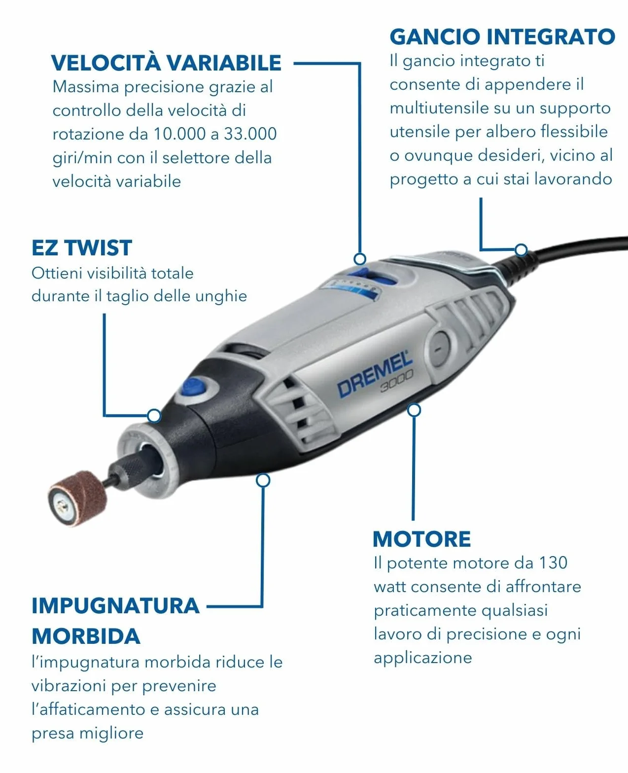 Dremel 3000 Utensile Multifunzione Rotativo 130 W 15 Accessori