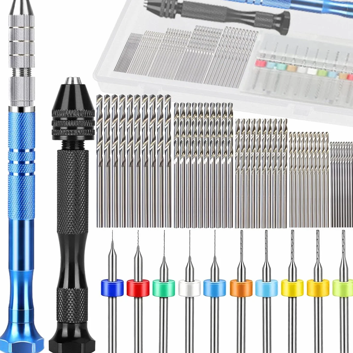 Set di mini trapano a mano da 60 pezzi micro punte a spirale PBC mini trapano morsetto di precisione strumento di rotazione a spirale semiautomatico per resina resina polimerica argilla