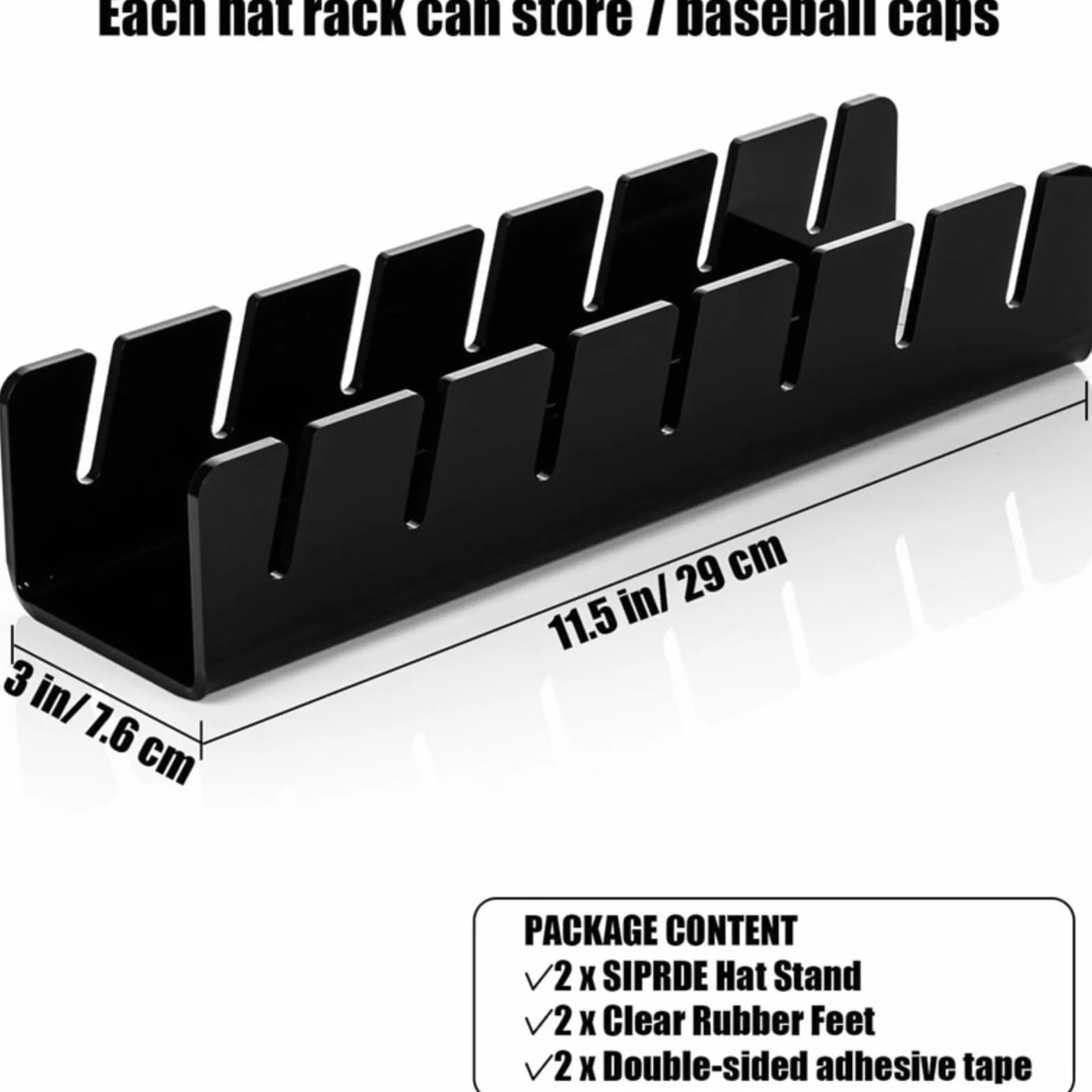 2 x organizzatore di supporto per berretto da baseball, portaoggetti in acrilico, berretto organizer, espositore per cappelli, organizzatore