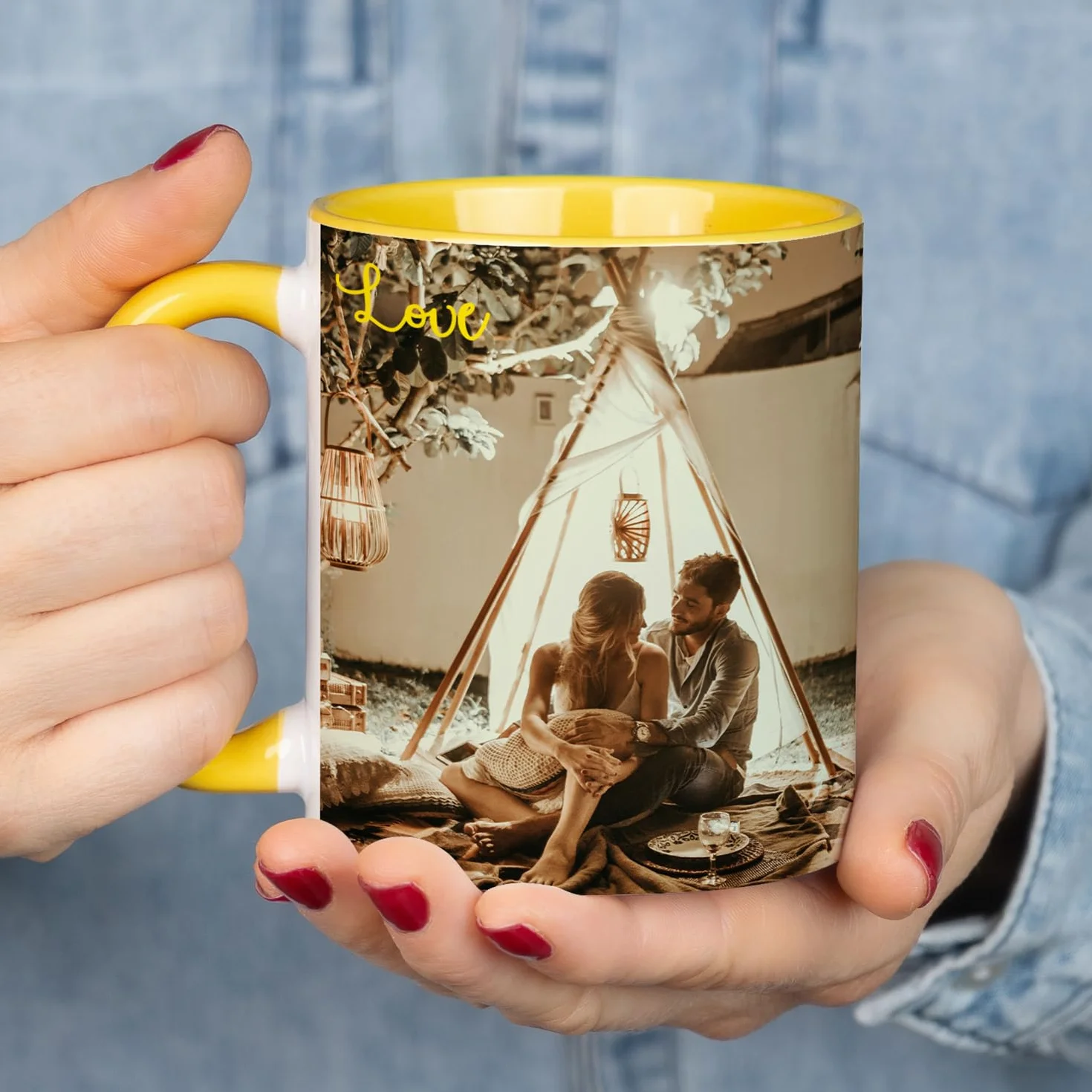 Tazza Personalizzata Ceramica 325 ml Giallo Regalo Originale
