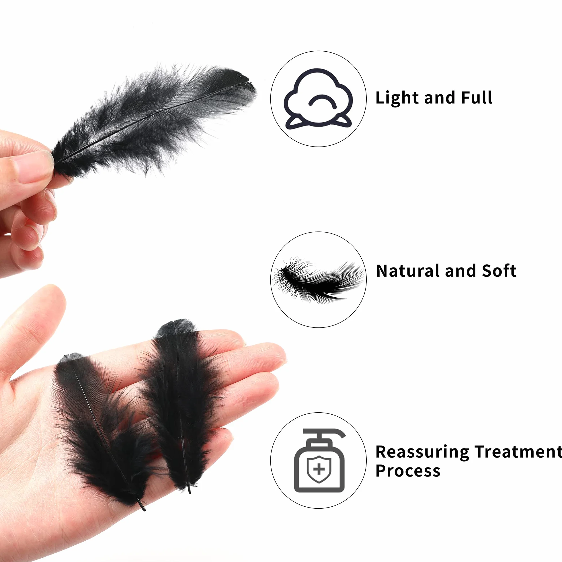 Piume artigianali nere naturali 7,6-12,7 cm 300 pz per matrimoni, acchiappasogni, artigianato fai da te