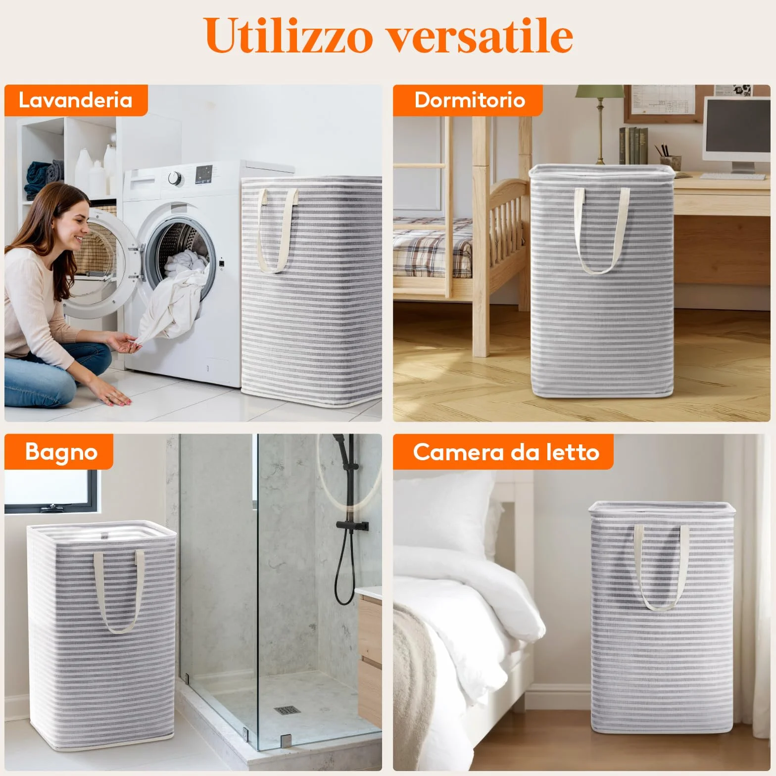 Lifewit Cesto Portabiancheria, Cesta Portabiancheria Pieghevole, Portabiancheria Sporca con Manici Allungati, Laundry Basket per Camera da Letto, Bagno e Lavanderia75L, Grigio