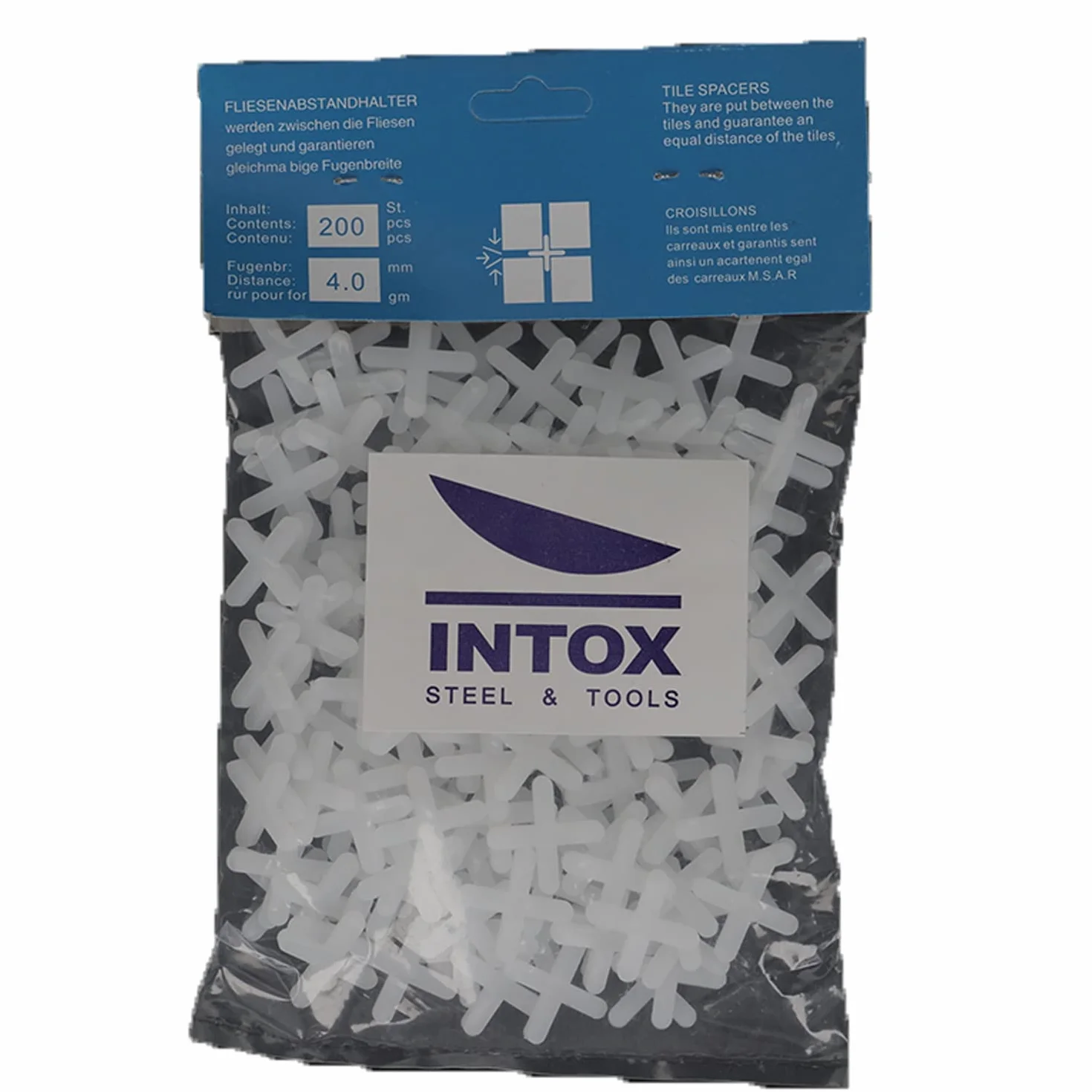 INTOX Croce per piastrelle 200 pezzi bianco 4,0 mm di larghezza per la posa di piastrelle