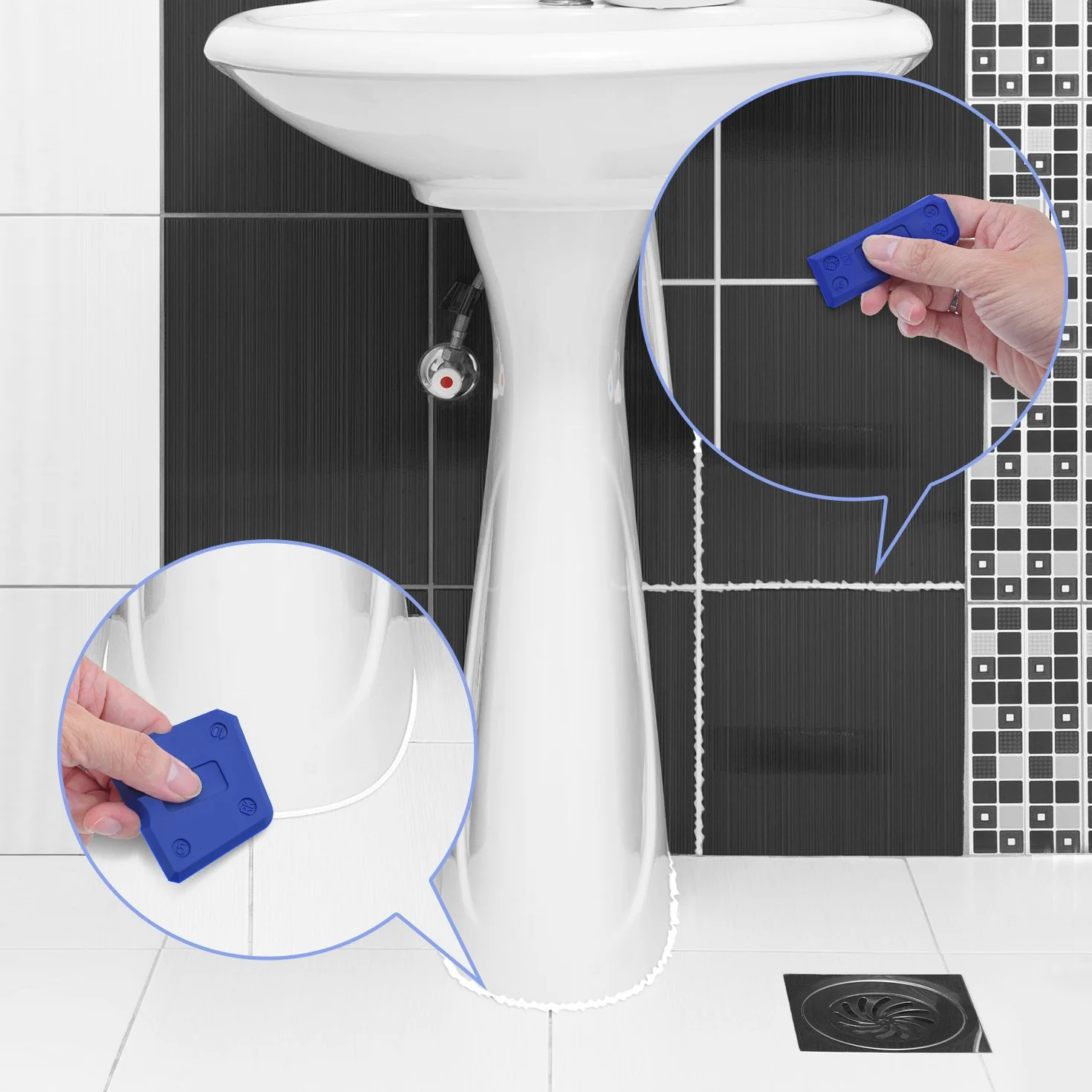 4 Pezzi Set di Strumenti di Calafataggio in Silicone Kit Levigatrici Guarnizioni per Malta Sigillatura Silicone Finitura di Sigillatura (Blu)