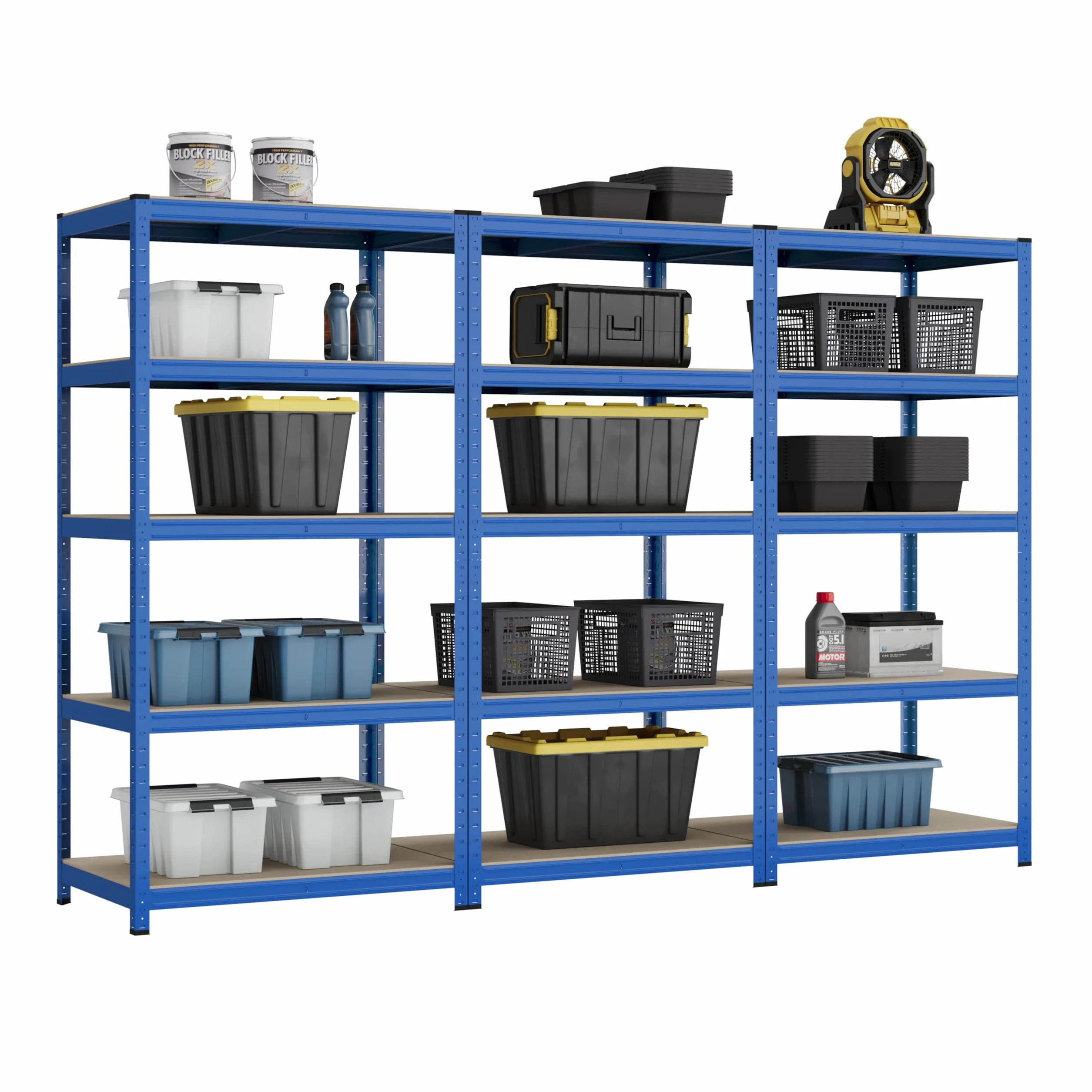 Racking Solutions - 3 unità di Scaffalatura / Scaffale per garage / Sistema di stoccaggio in acciaio, carichi pesanti, Capacità di carico totale 4125kg, 5 ripiani