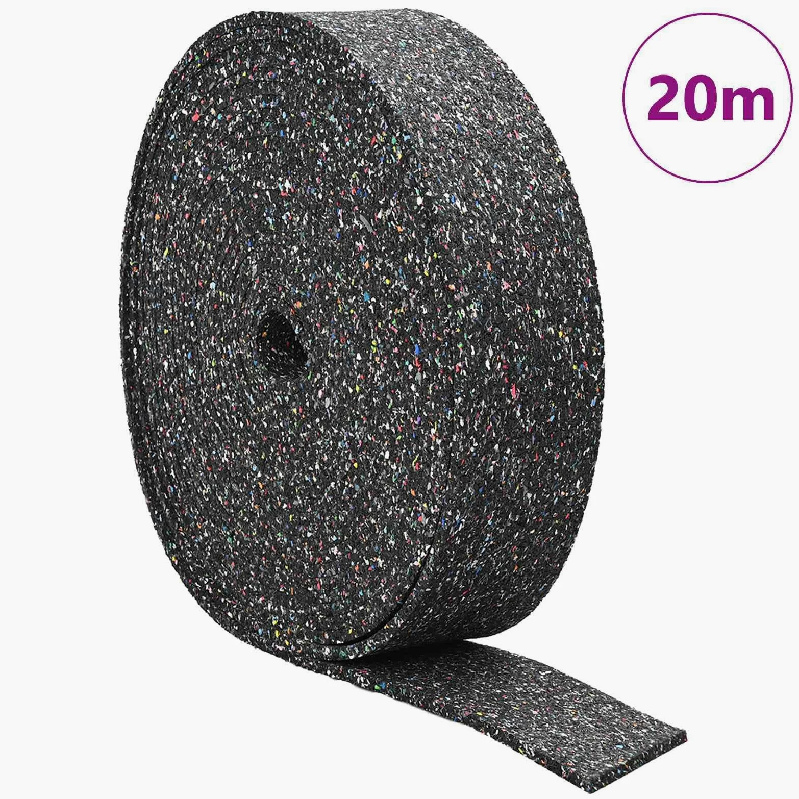 Rotolo di granulato di gomma, nero, 2000 x 12 x 0,3 cm, materiale elastico resistente, antiscivolo, per ufficio, casa, fai da te, per organizzare e fissare documenti