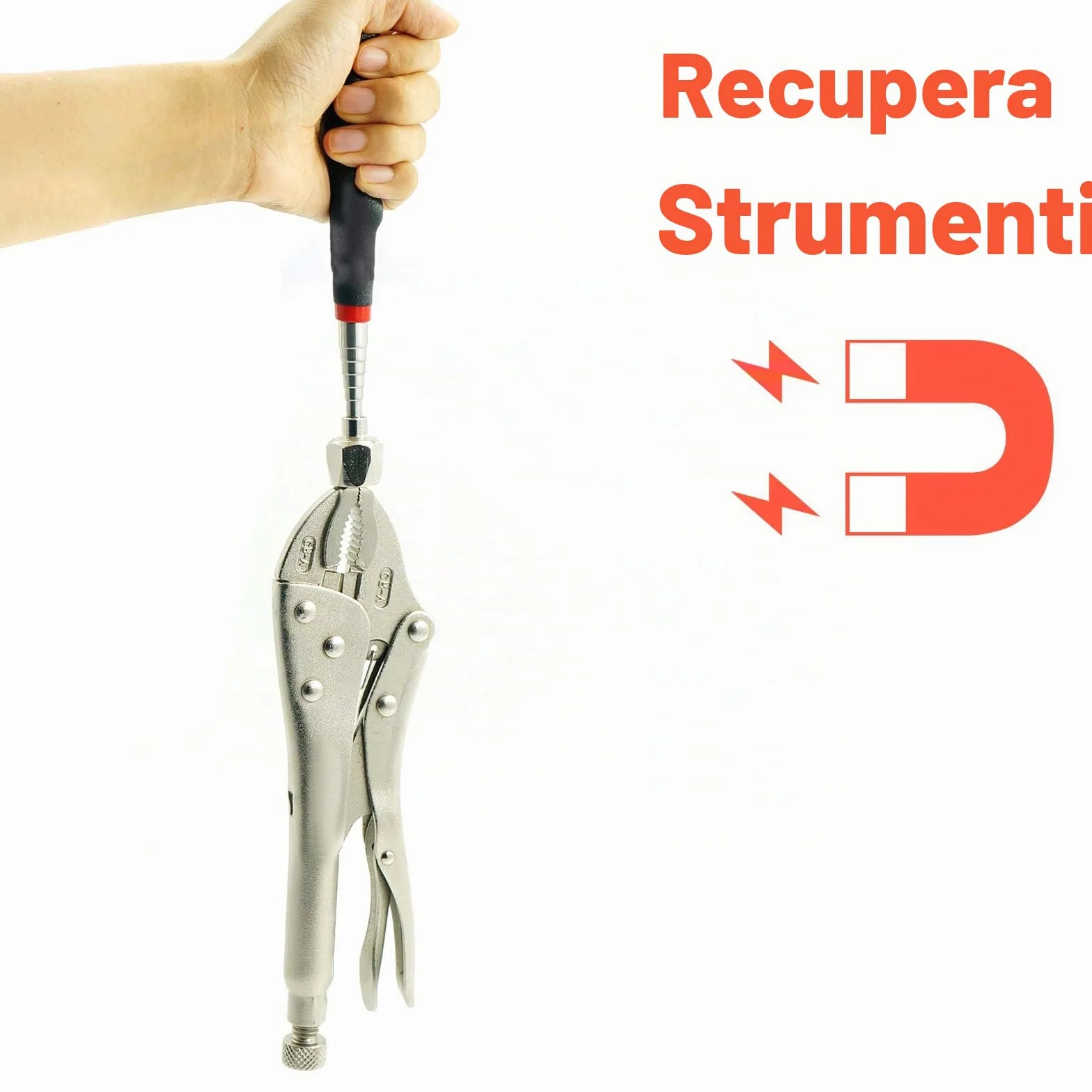 Strumento Magnetico per Pickup - 16 LB Bastone Telescopico in Acciaio Inossidabile Estende da 18 cm a 80 cm, Strumento di Raccolta Magnetico Telescopico per Recupero di Oggetti Metallici