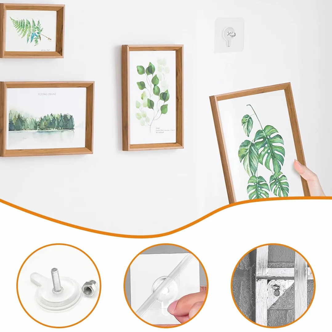 20 Pezzi Appendi Quadri Senza Chiodi, Chiodi Adesivi per Quadri Muro, Ganci Chiodi per Muro, per Foto, Dipinti, Orologio