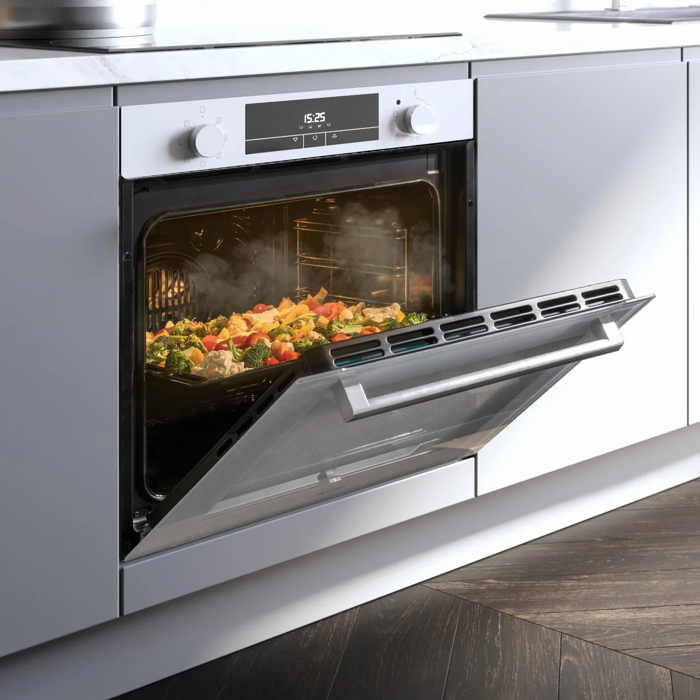 Cecotec Forno Integrabile 60 cm Bolero Hexa M226000 Glass White A. 2800 W, 72 L, 7 funzioni, modalità griglia, fan assisted grill, modalità convezione, defrost, Steam Base X2, Steam EasyClean, Steam