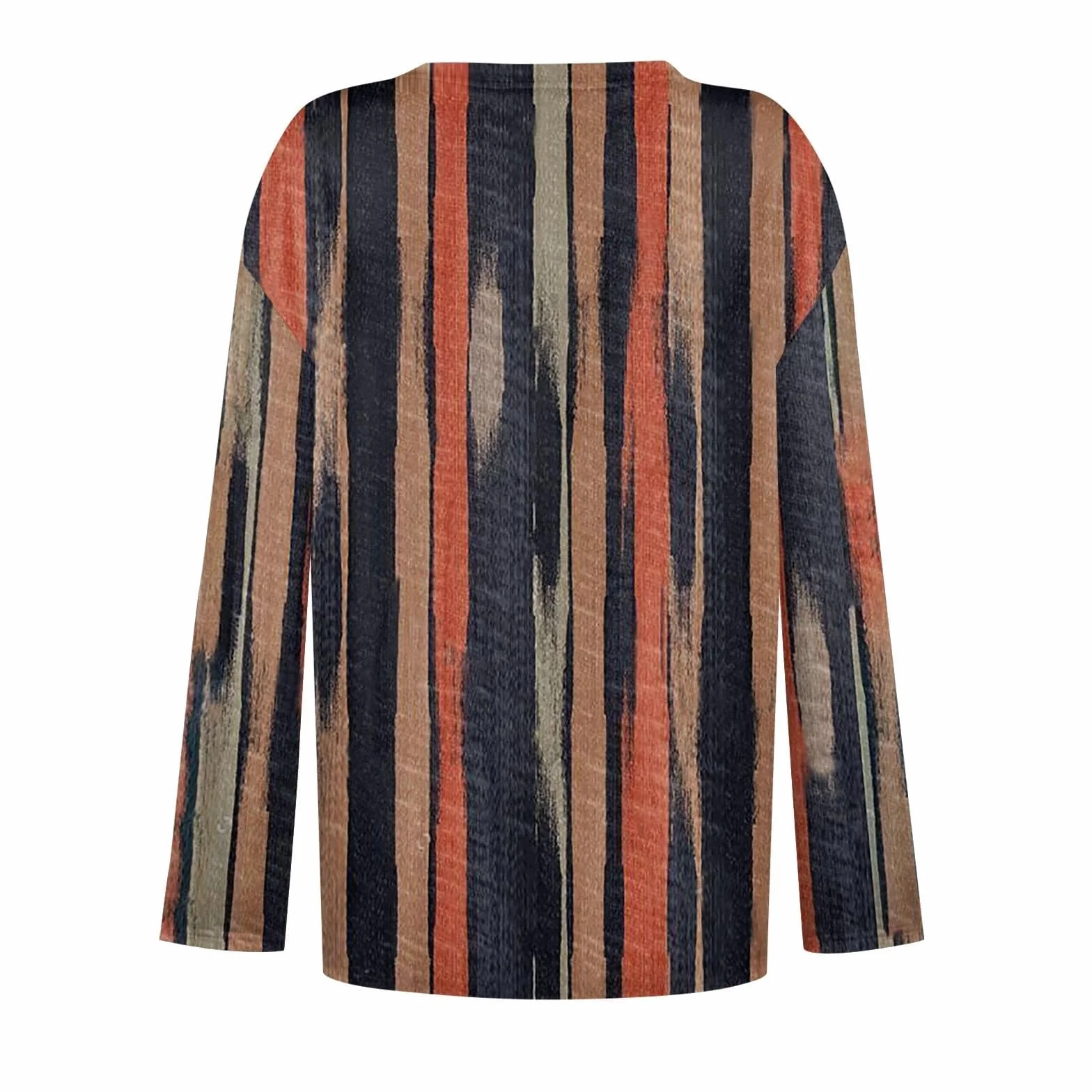 Maglietta da donna a maniche lunghe con scollo a V, stampa floreale e vegetale, casual, alla moda, top basi, maglietta a maniche lunghe da donna