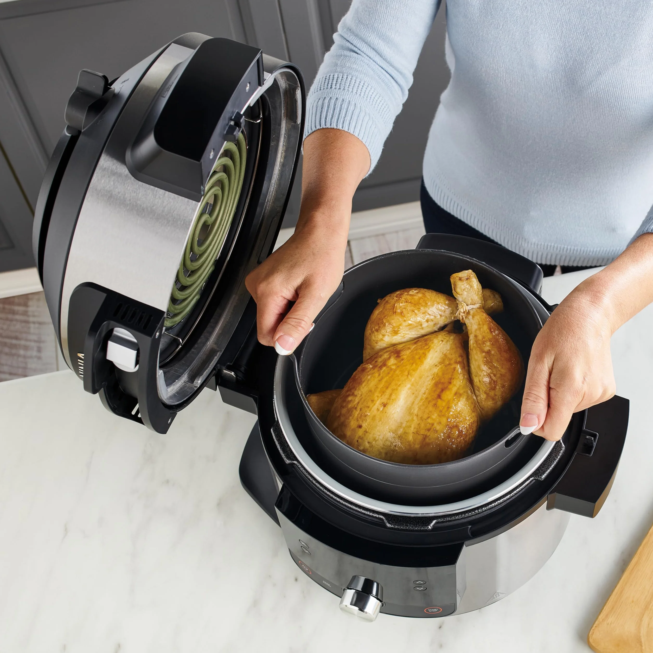 Ninja Foodi MAX Multicooker, Coperchio SmartLid, 12 Funzioni, Cottura Intelligente, 7.5L, Pentola a Pressione, Friggitrice ad Aria, Cottura a Vapore, Lenta, Acciaio Inox, OL650EU